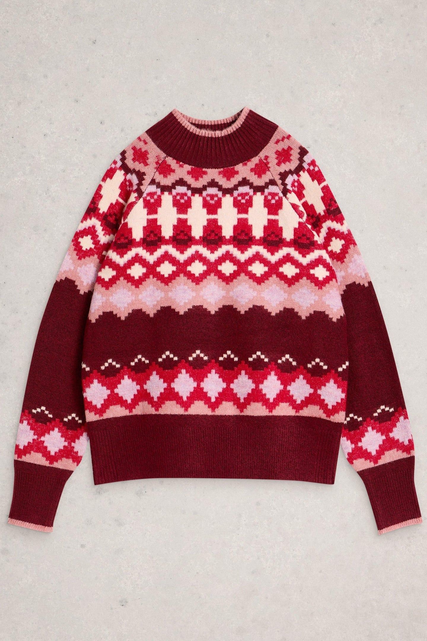 FAIRISLE HIGH NECK JUMPER PLUM MULTI 1