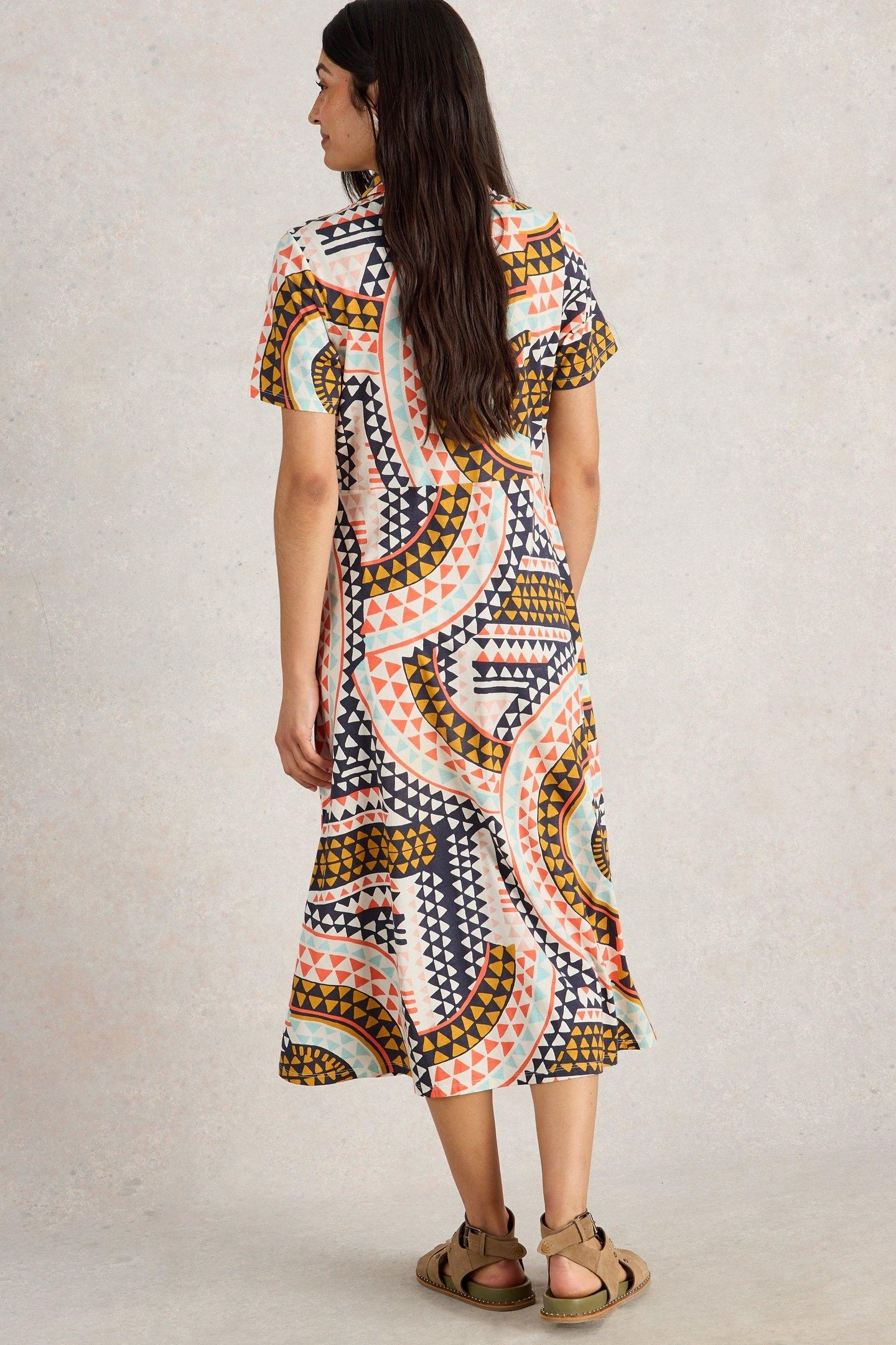 RUA JERSEY SHIRT DRESS WHITE MULTI 4