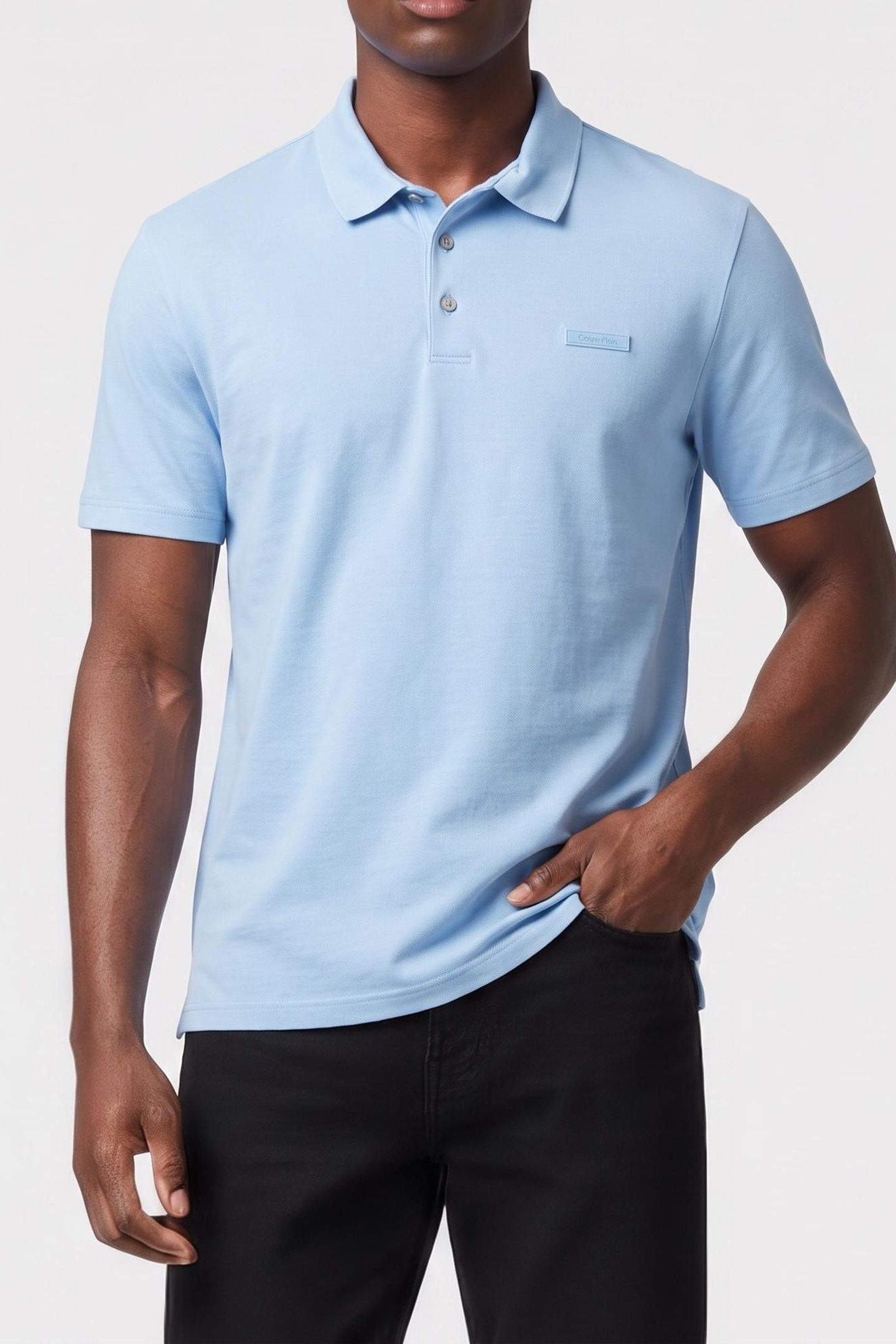 SS SLIM SUPIMA LOGO POLO PLACID BLUE 1