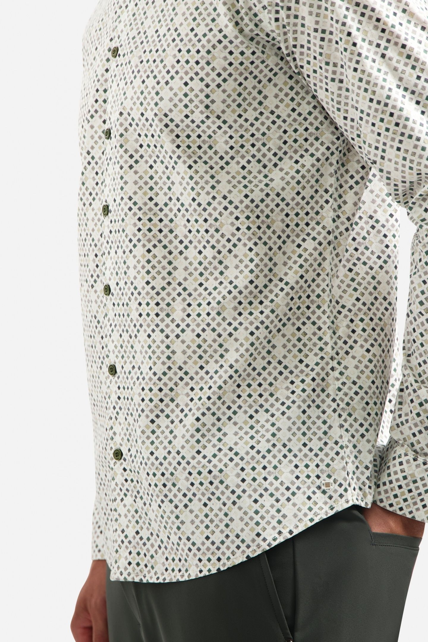 SHIRT STRETCH ALLOVER PRINTED DARK GREEN 7