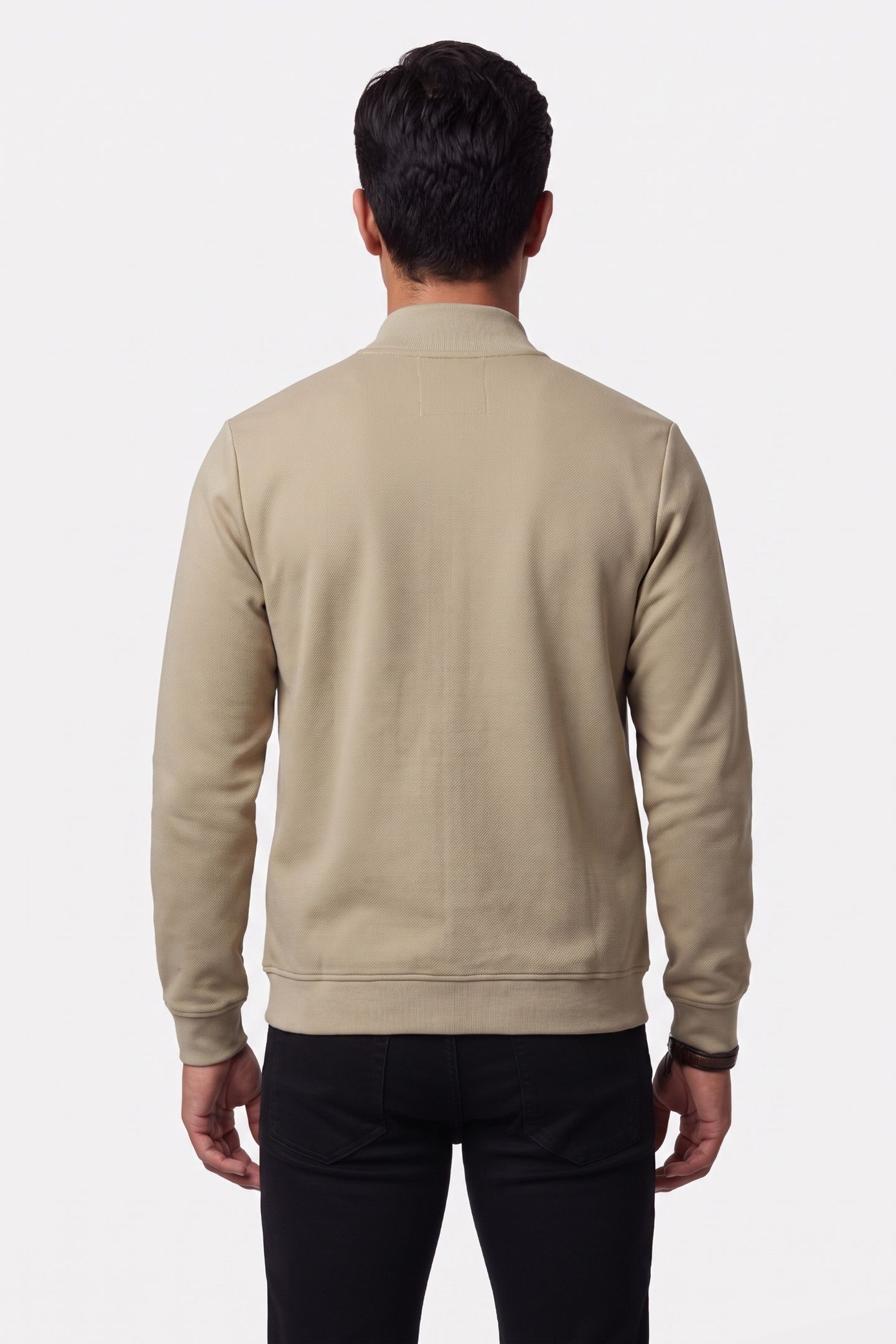 SWEATER FULL ZIPPER PIQUE BOMBER LIGHT MOSS 2