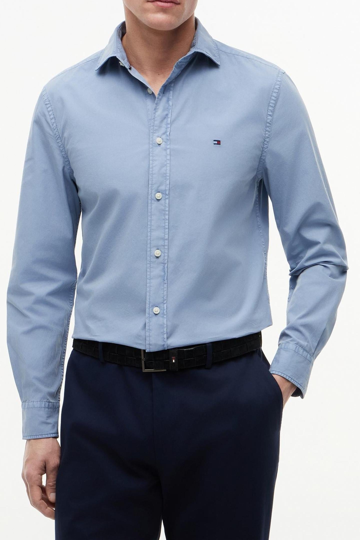 REGULAR FIT WASHED POPLIN SHIRT BRISK BLUE 1