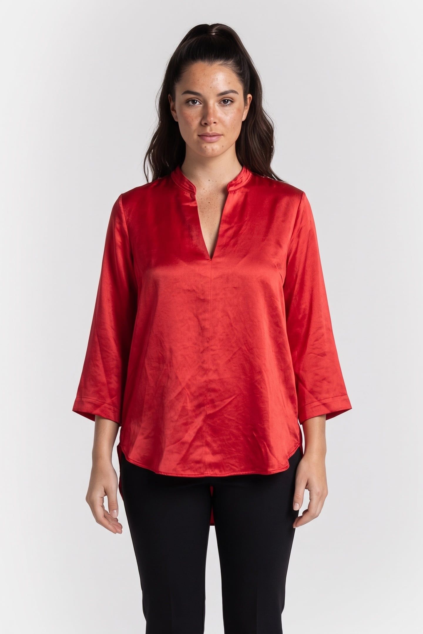 HOLK SATIN SILK TOP RED 1