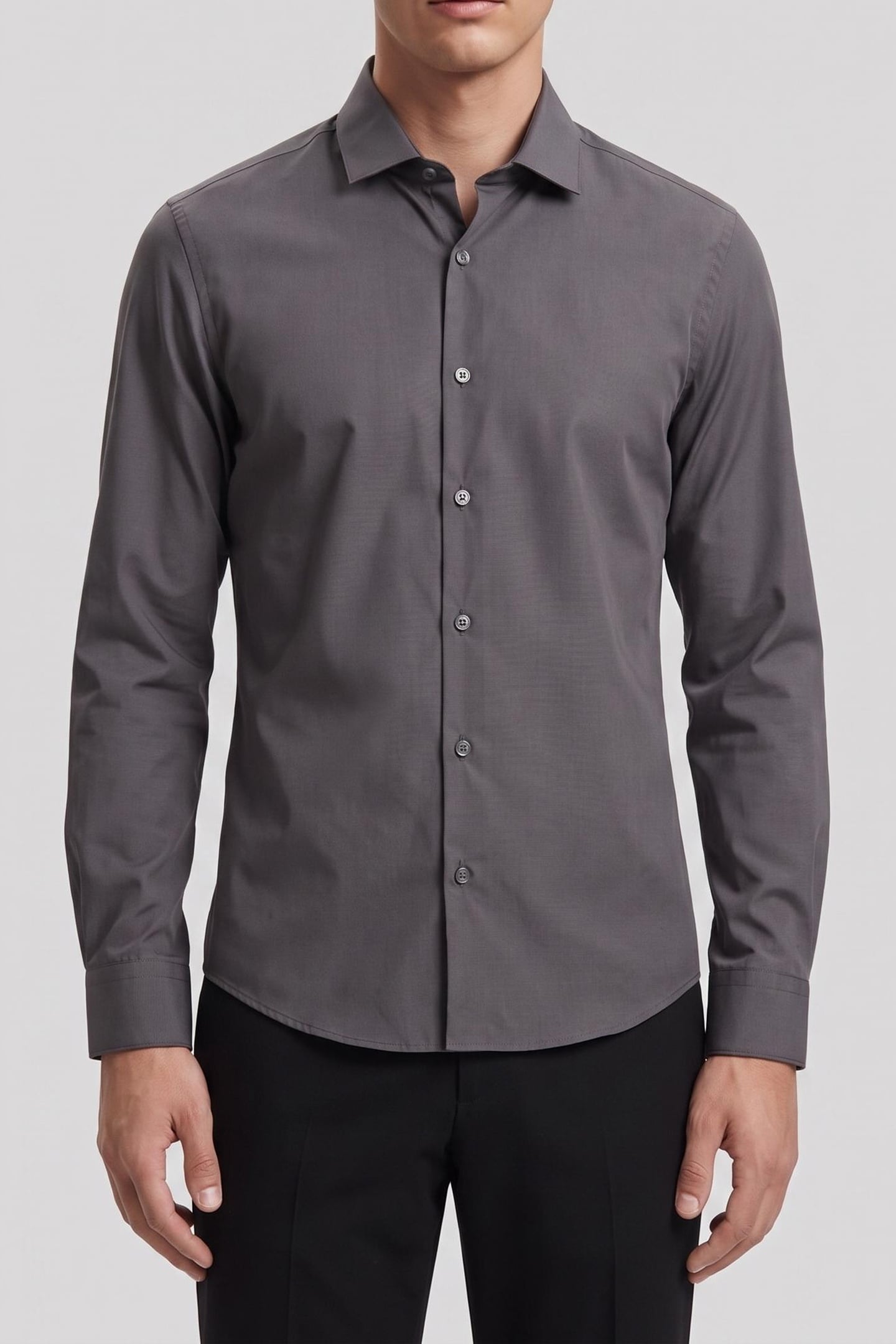 SLIM ESSENTIAL POPLIN SHIRT STEEL GREY 1