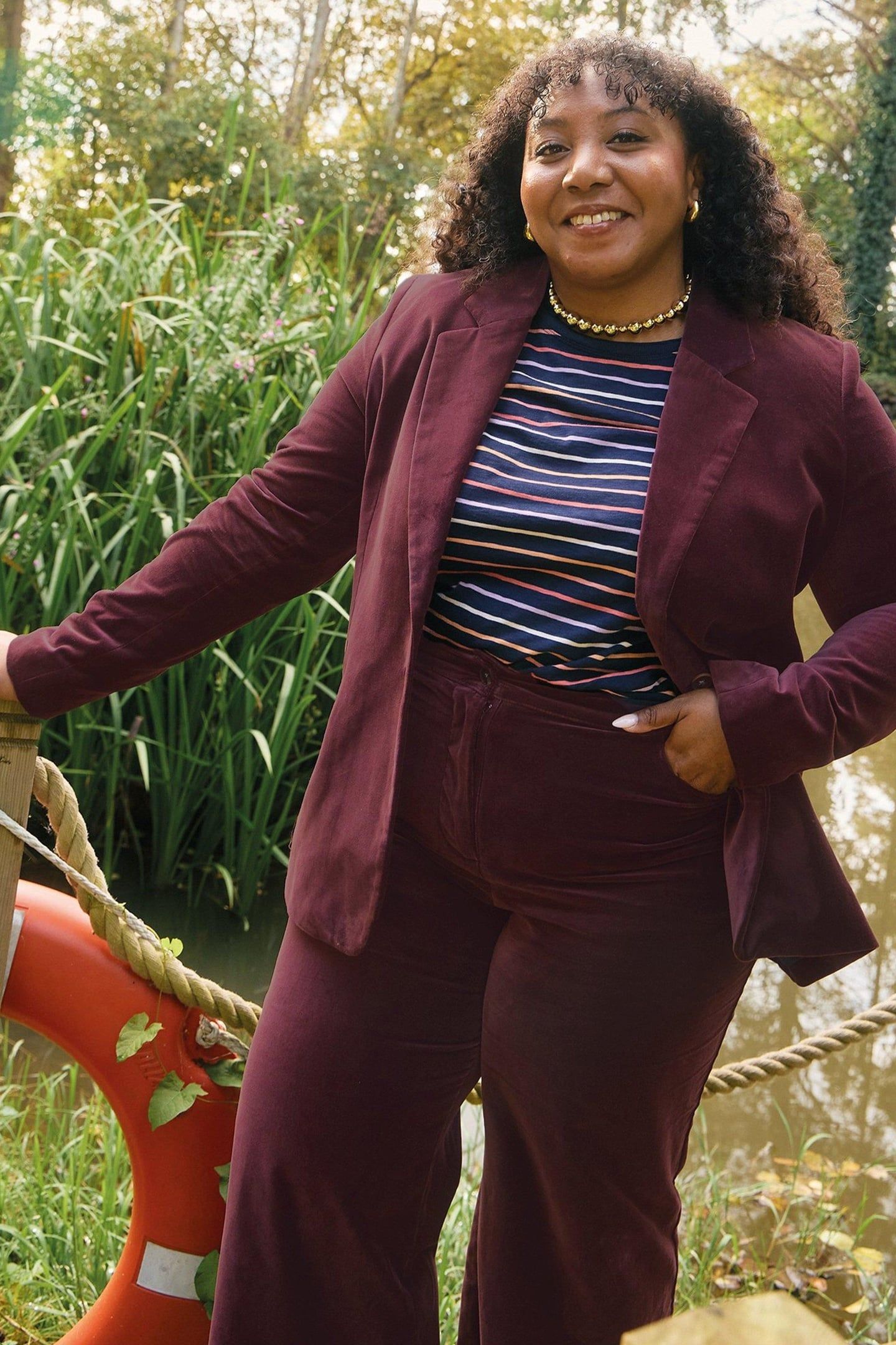 BELLE CROPPED VELVET TROUSER DARK PLUM 8