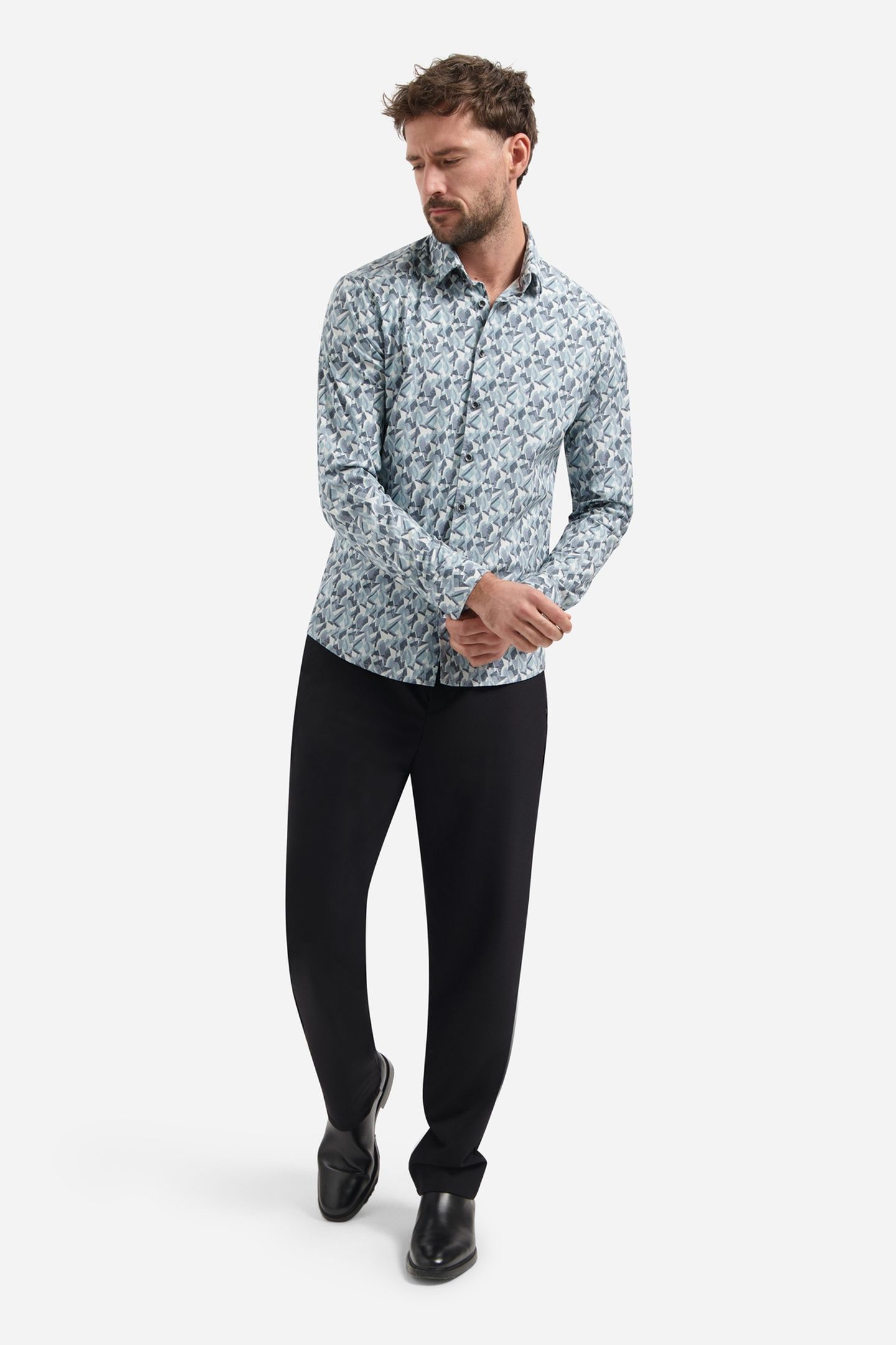 SHIRT STRETCH ALLOVER PRINTED DARK STEEL 3