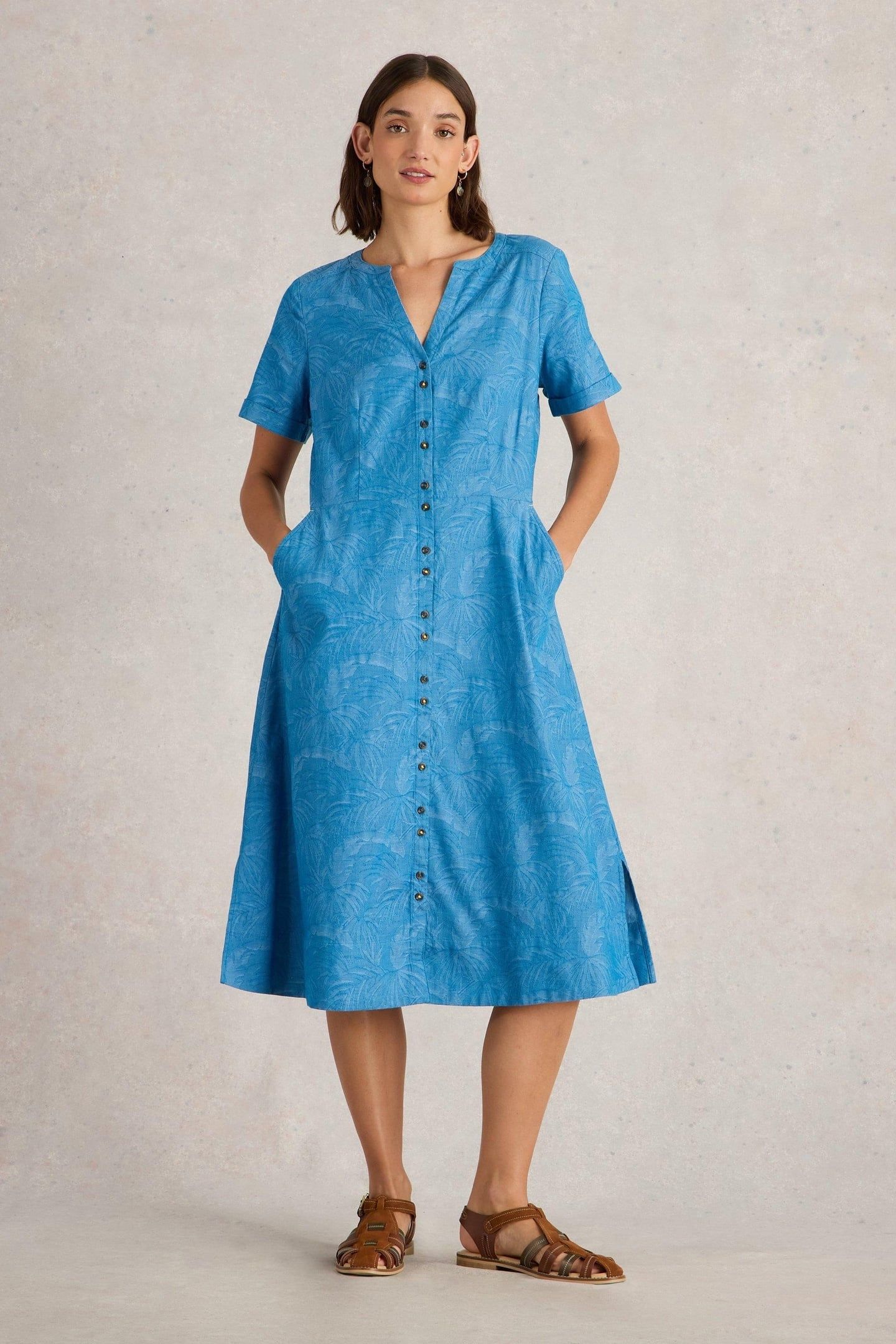 IRIS COTTON JACQUARD DRESS CHAMBRAY BLUE 1