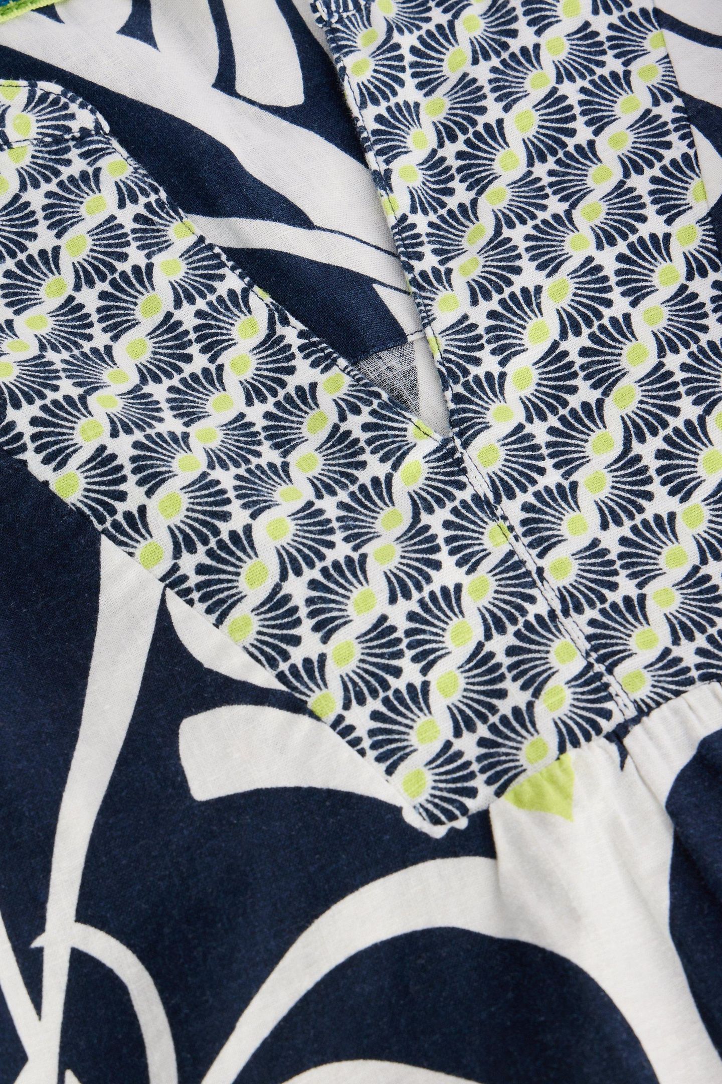 ASH LINEN BLEND TOP NAVY PRINT 7