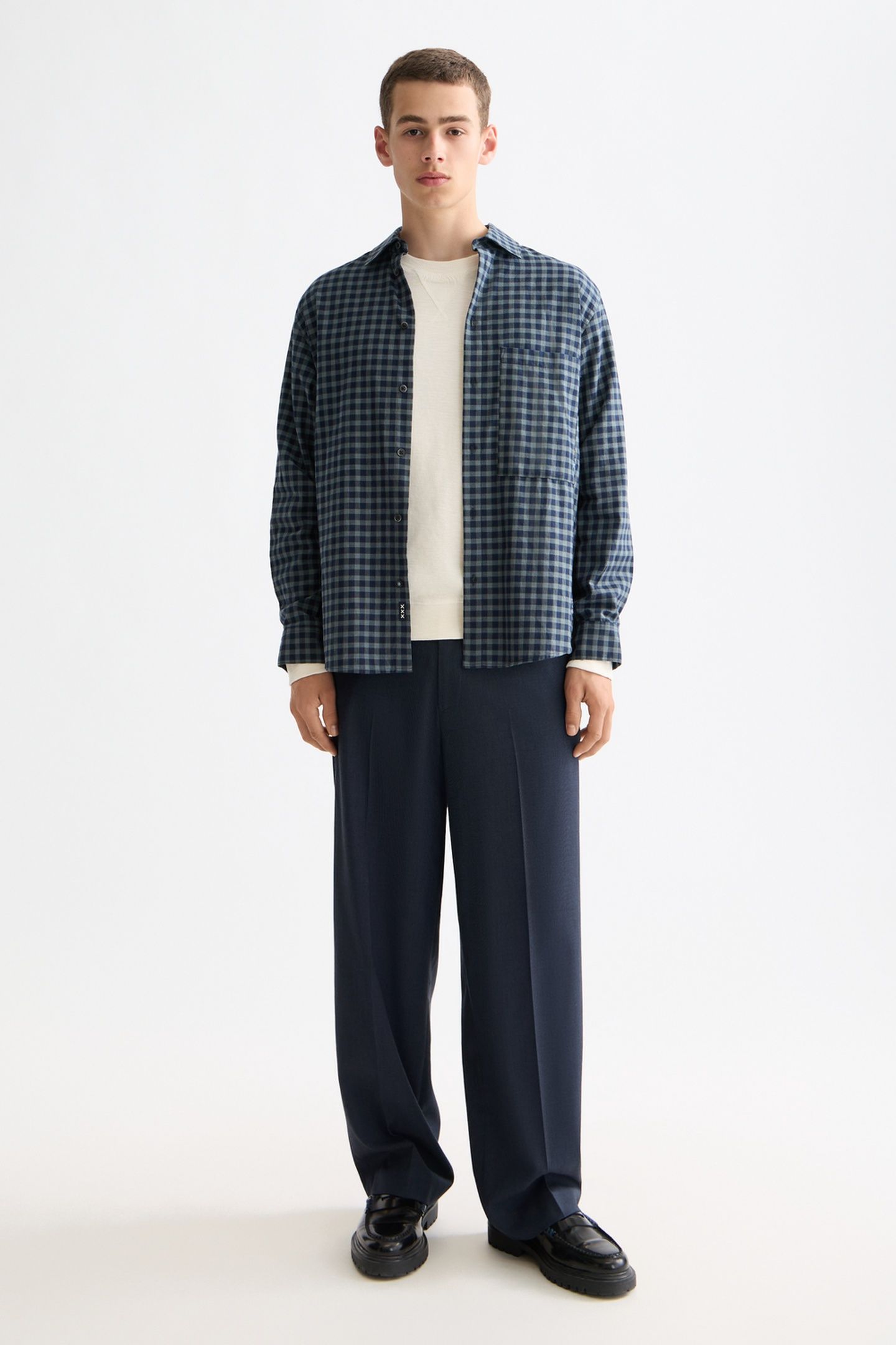 LIGHTWEIGHT FLANNEL CHECKED SHIRT SKY CAPTAIN CHECK 2