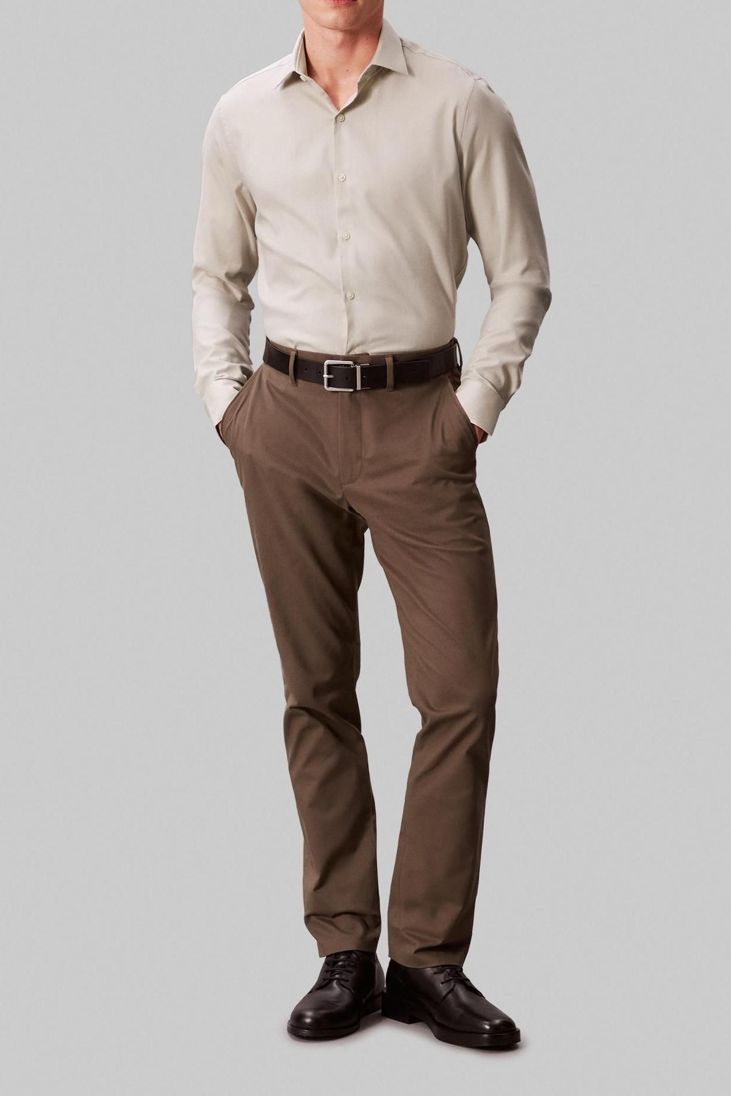 SLIM ESSENTIAL POPLIN SHIRT TAUPE 3