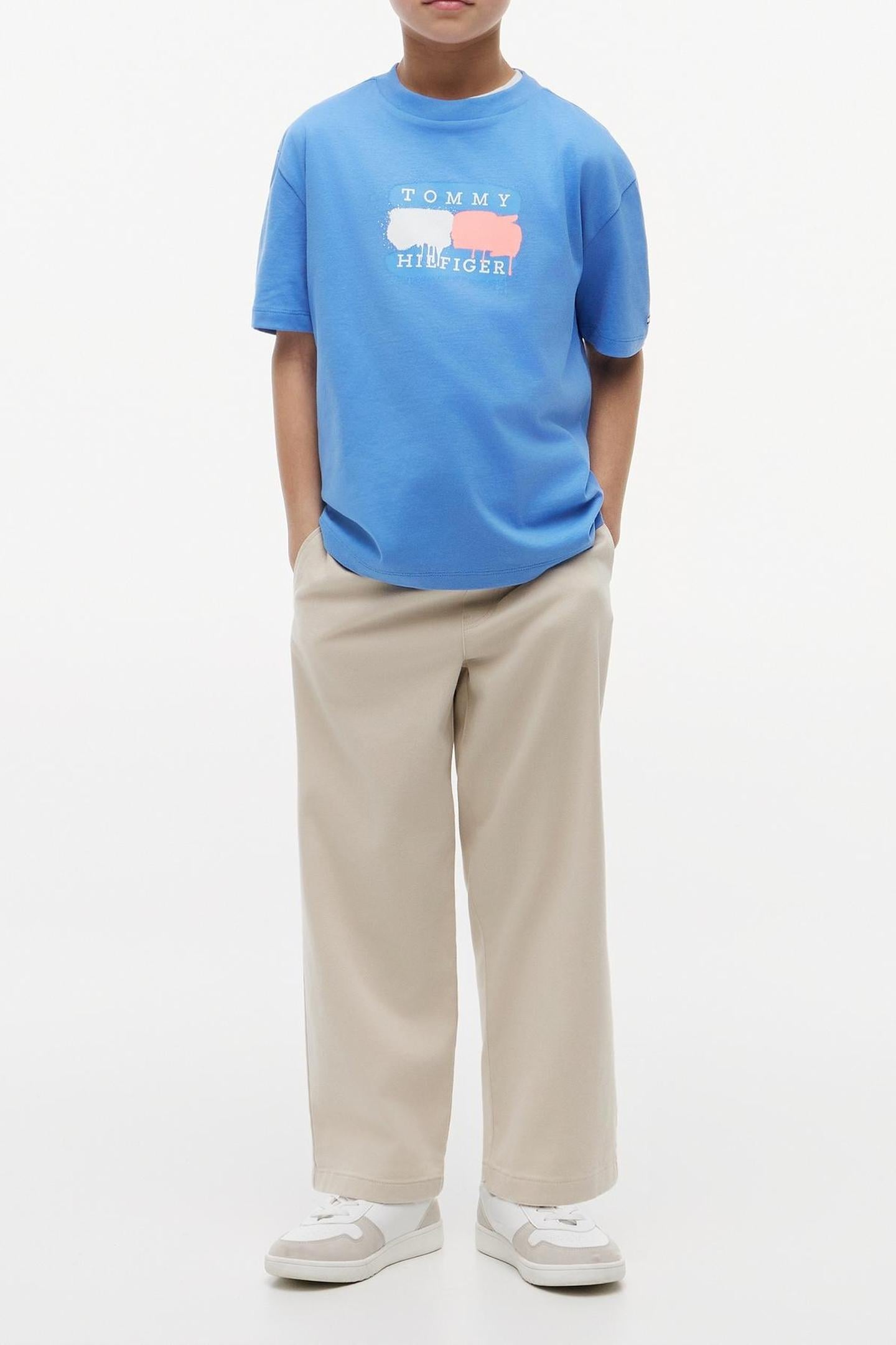 BOYS TOMMY FLAG GRAFFITI TEE COPENHAGEN BLUE 1