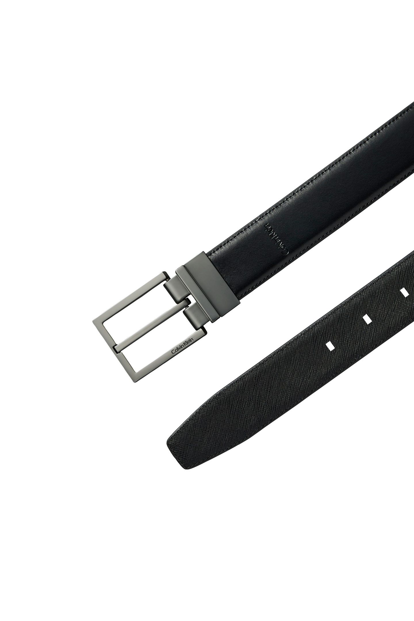 SQUARE BUCKLE SMOOTH BELT BLACK/DARK BROWN/MATTE GUNME 2