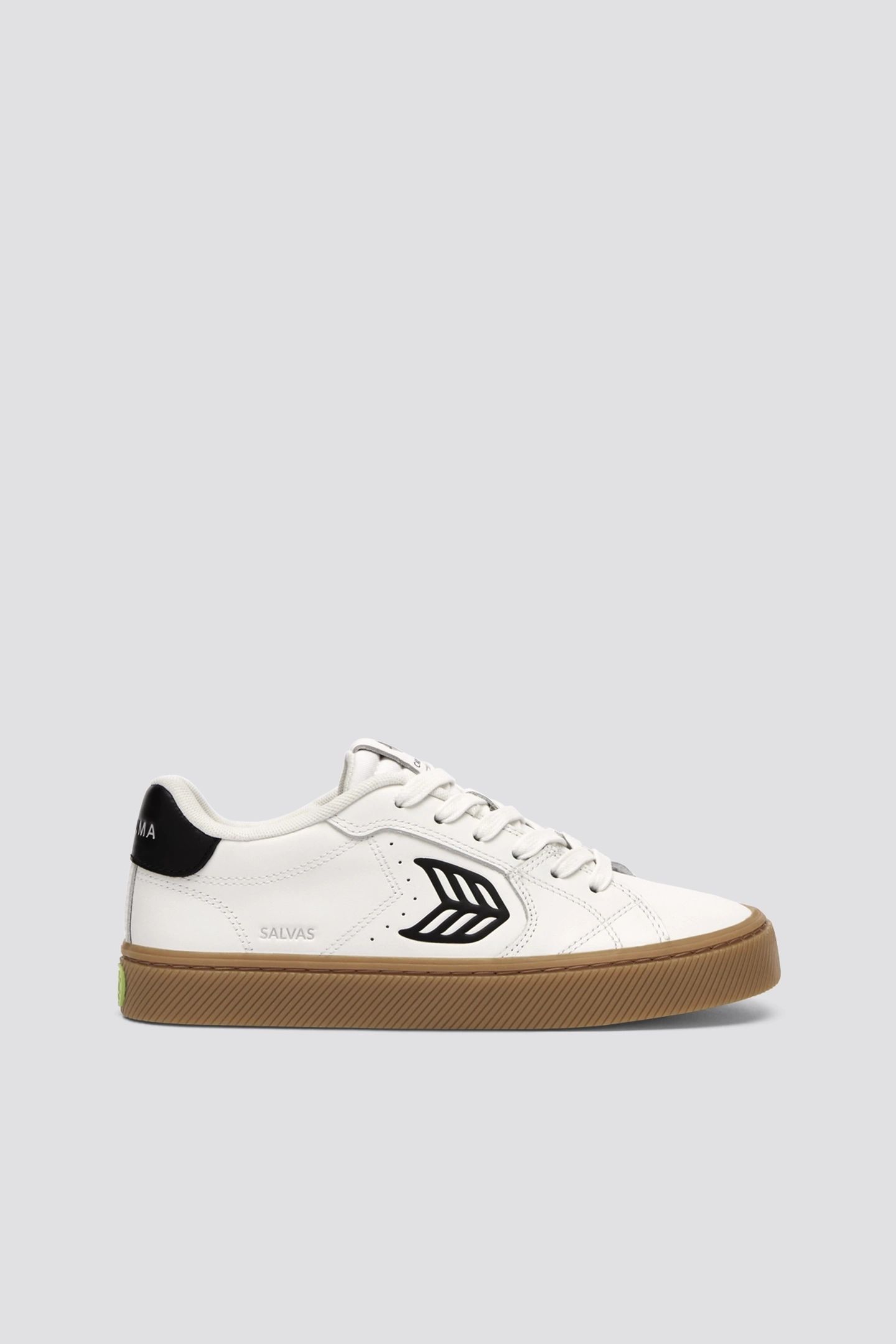 SALVAS LEATHER GUM WARM WHITE BLACK LOGO 1