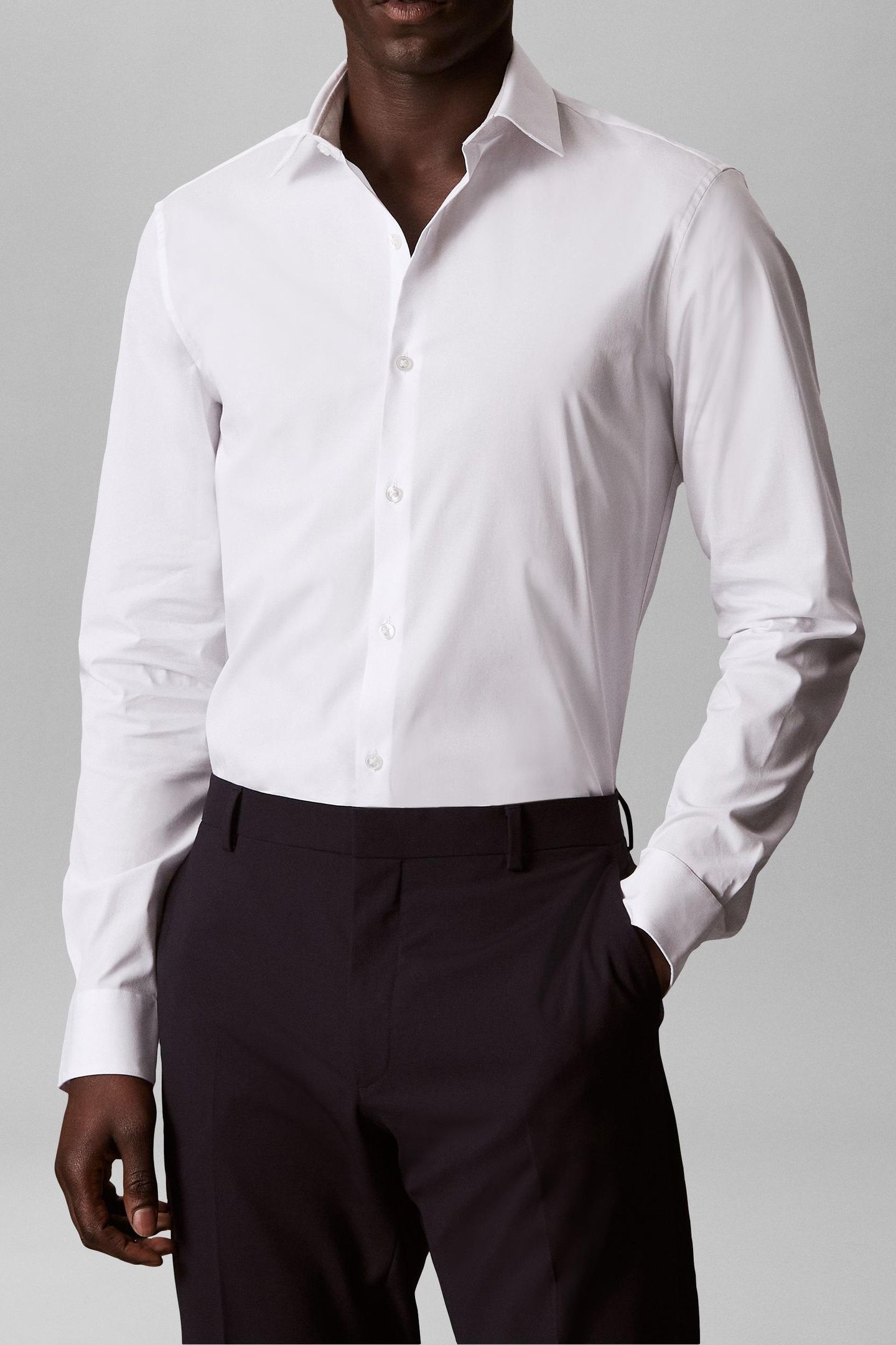 SLIM ESSENTIAL POPLIN SHIRT WHITE 1