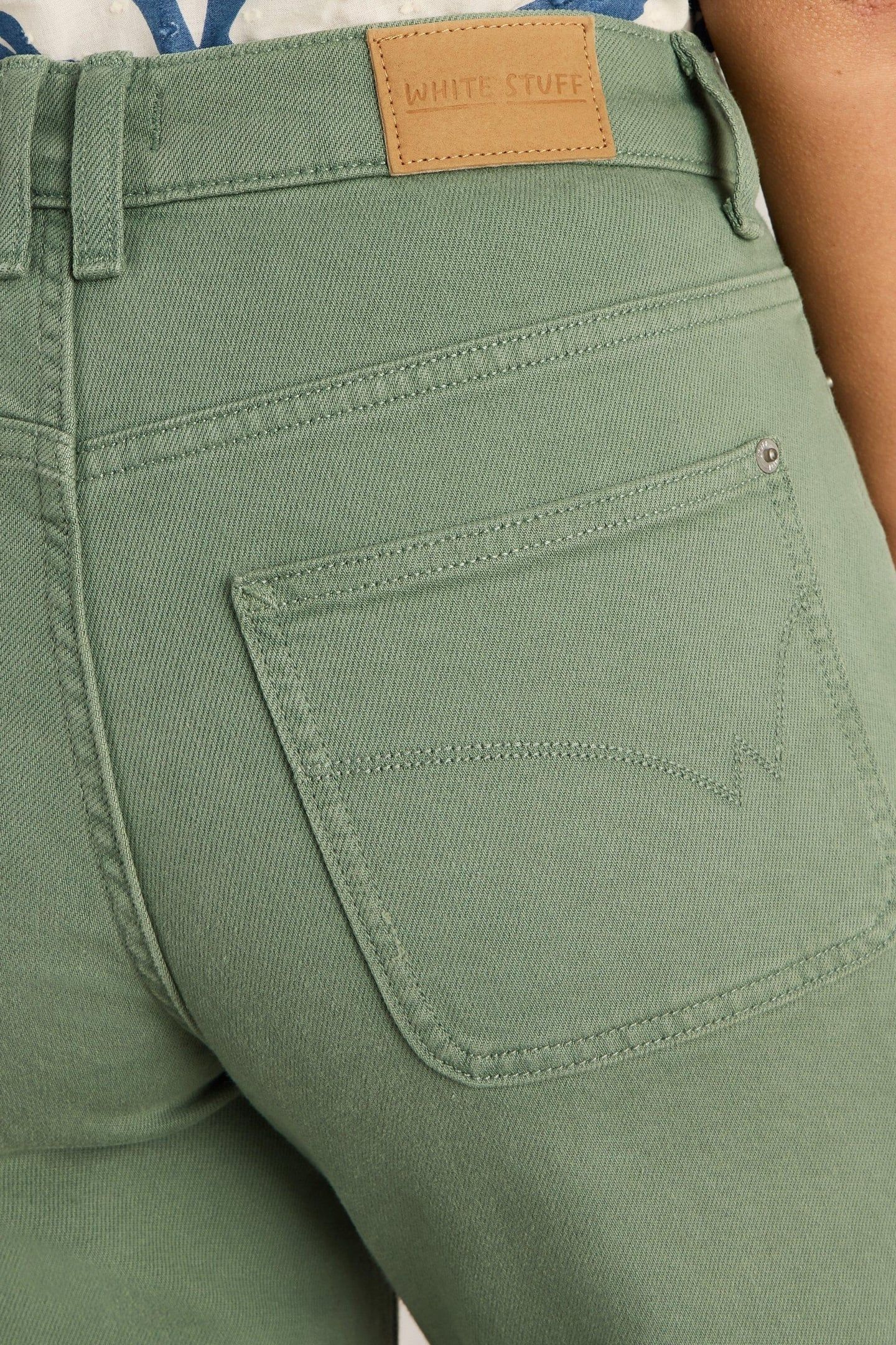 TIA WIDE LEG CROP JEAN MID GREEN 5