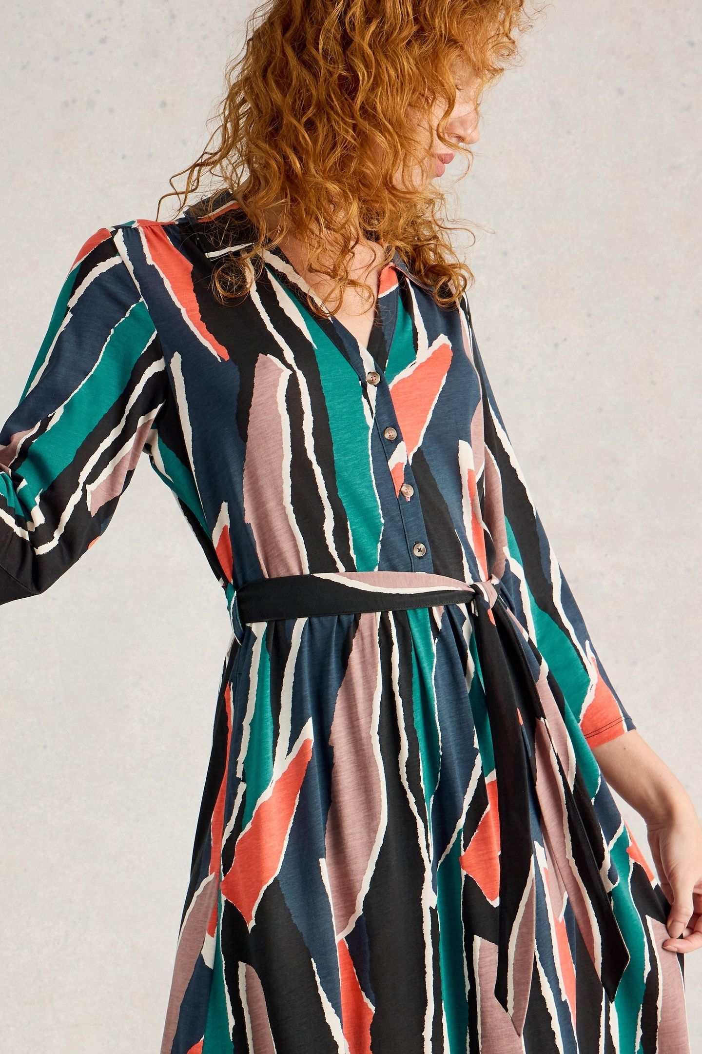 AVA JERSEY SHIRT DRESS BLACK MULTI 3