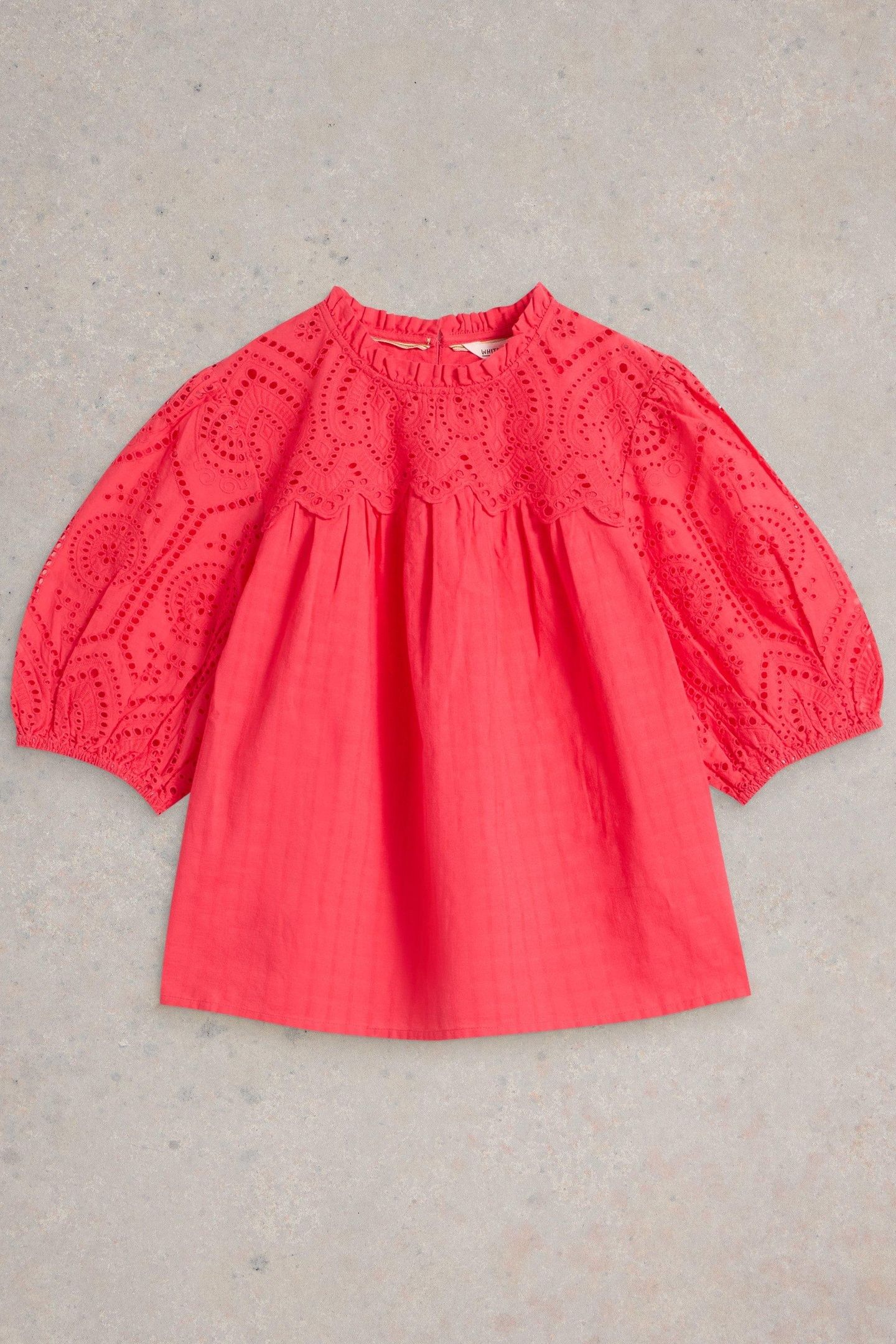 LEXI COTTON BRODERIE TOP BRIGHT PINK 4
