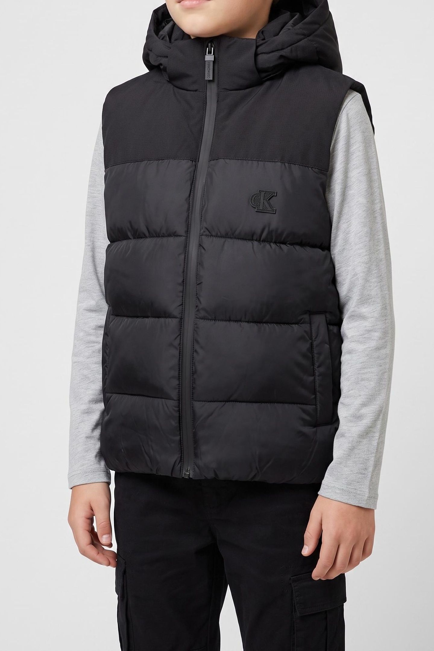 BOYS TONAL BLOCK PADDED VEST BLACK 1