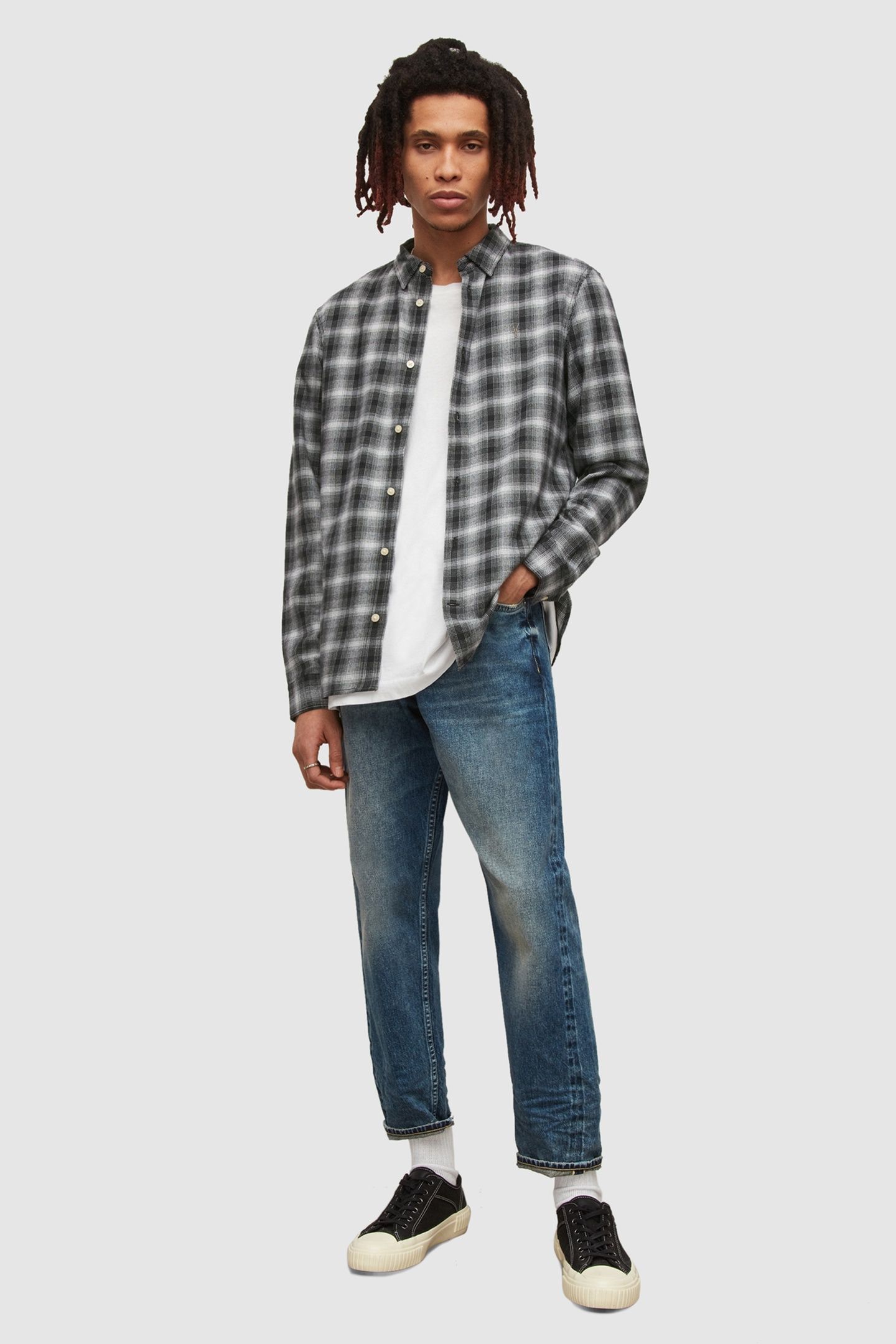 AINO LS SHIRT JET BLK/OFF WHITE 1