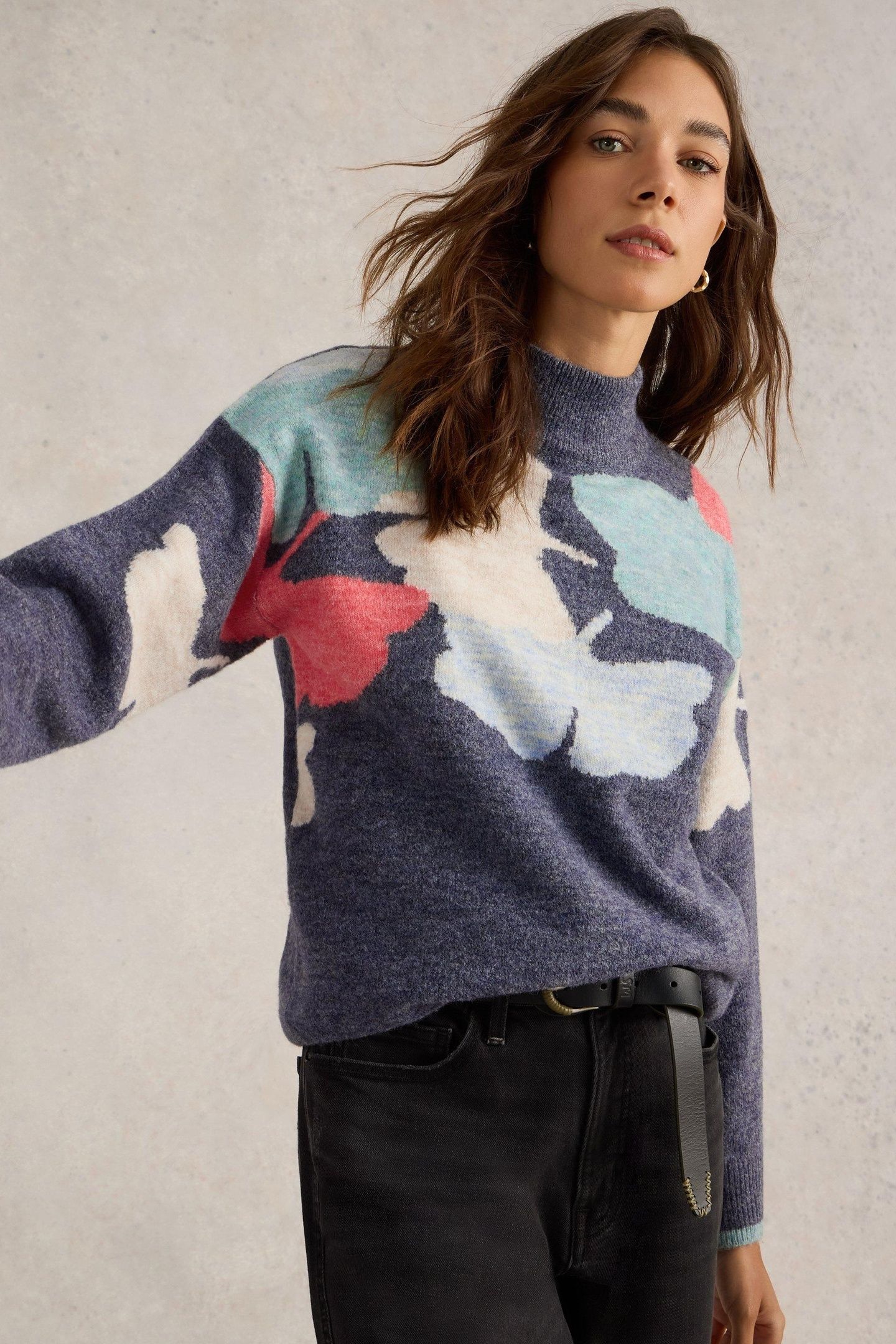 LUCY LEAF JUMPER BLUE MULTI 3