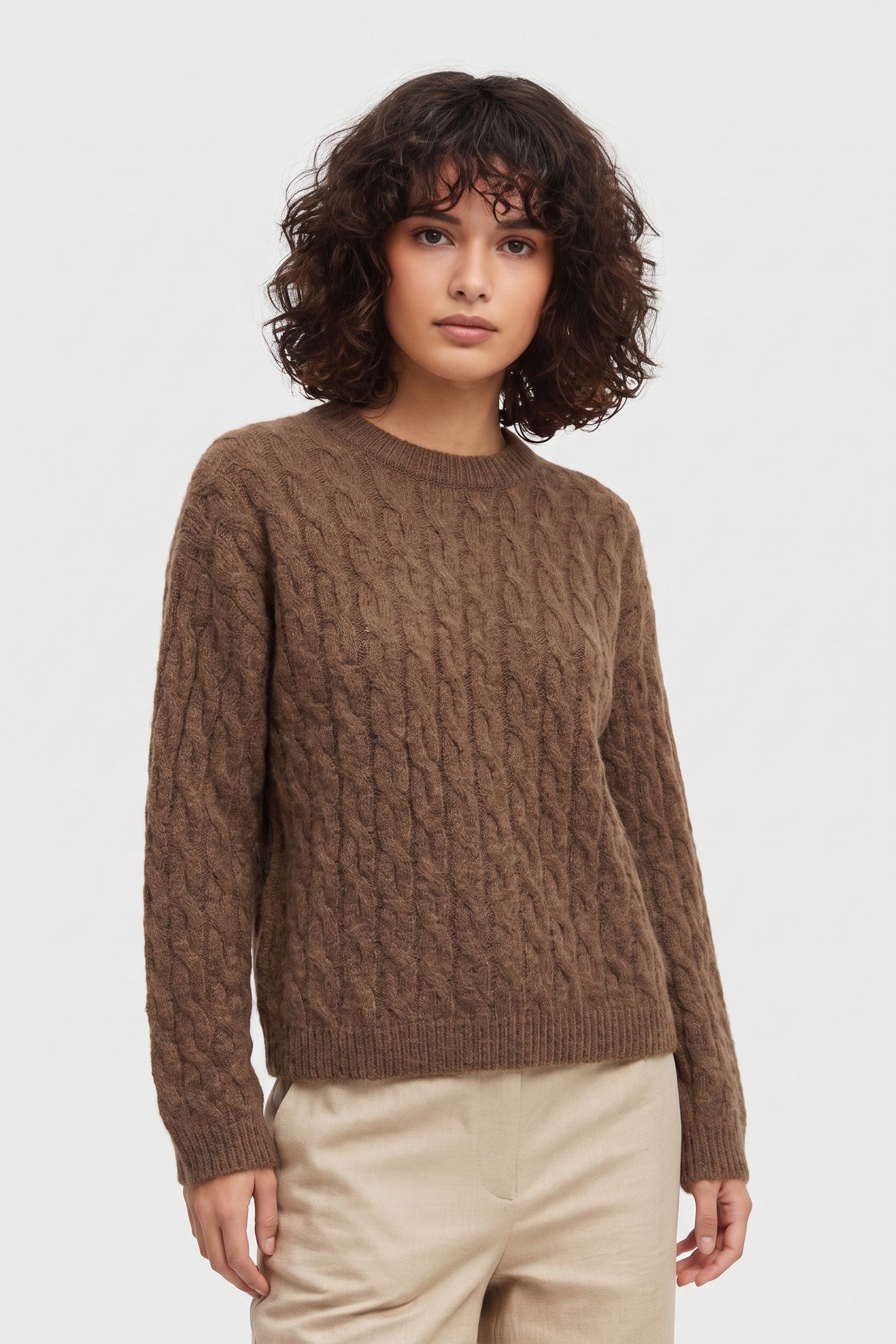 STRAUSS CABLE SWEATER BEIGE 1