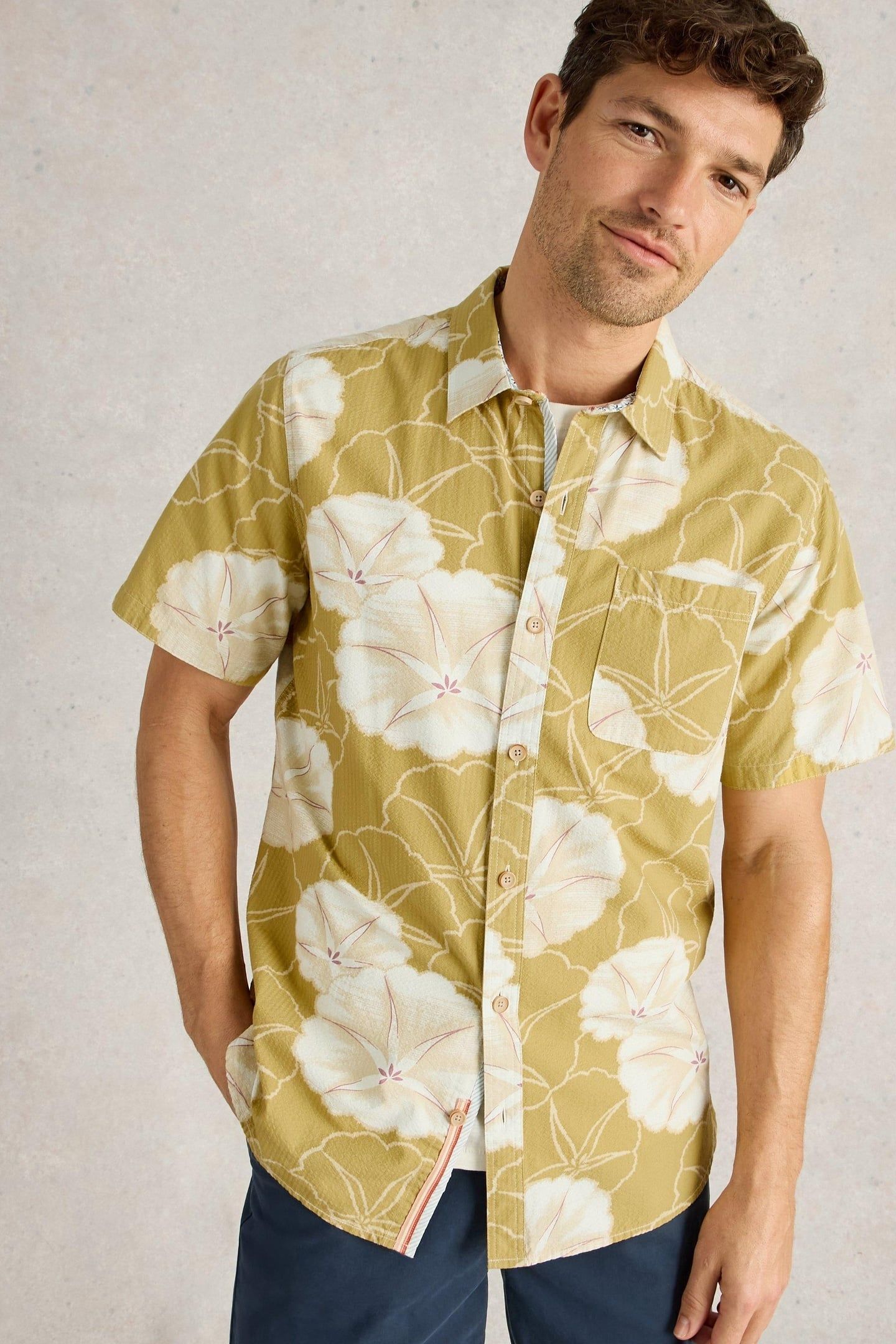 FINSBURY FLORAL PRINTED SHIRT GREEN PRINT 1