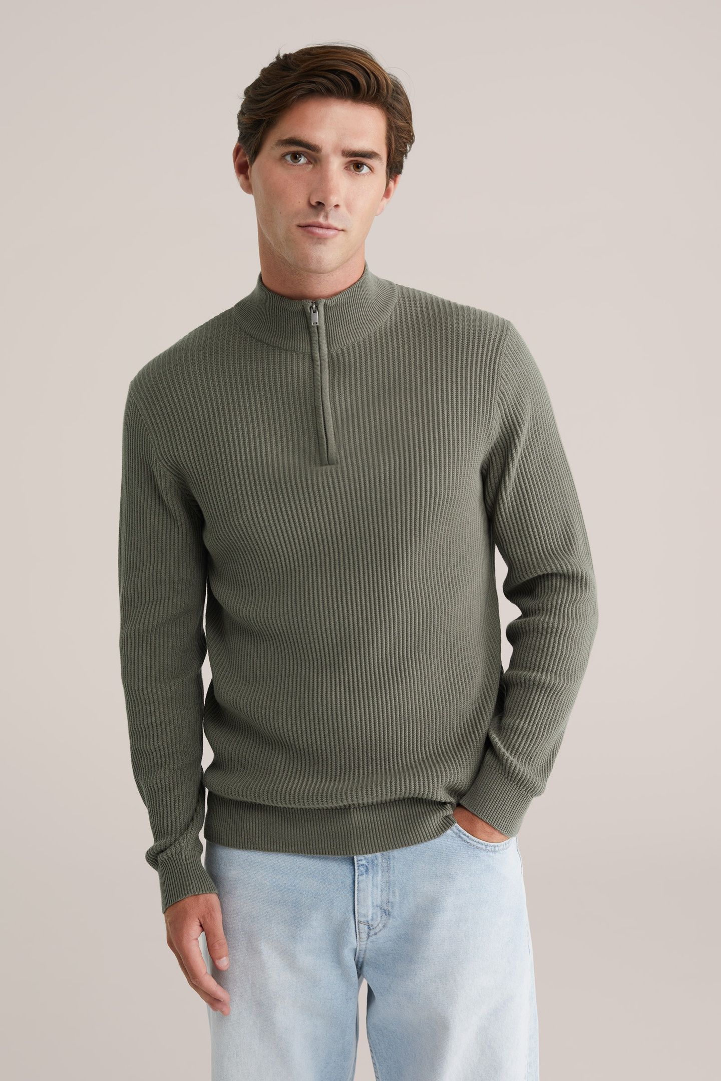 HALFWAY ZIPPER ARMY GREEN 1
