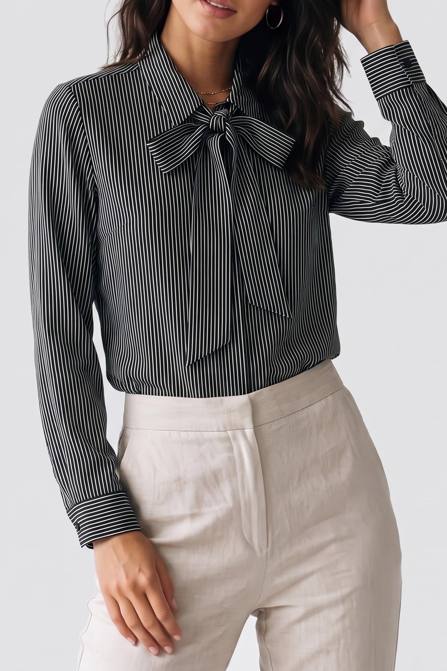 LONG-SLEEVED SHIRT WITH A VALANCED CARDIGAN BLACK WHITE 1