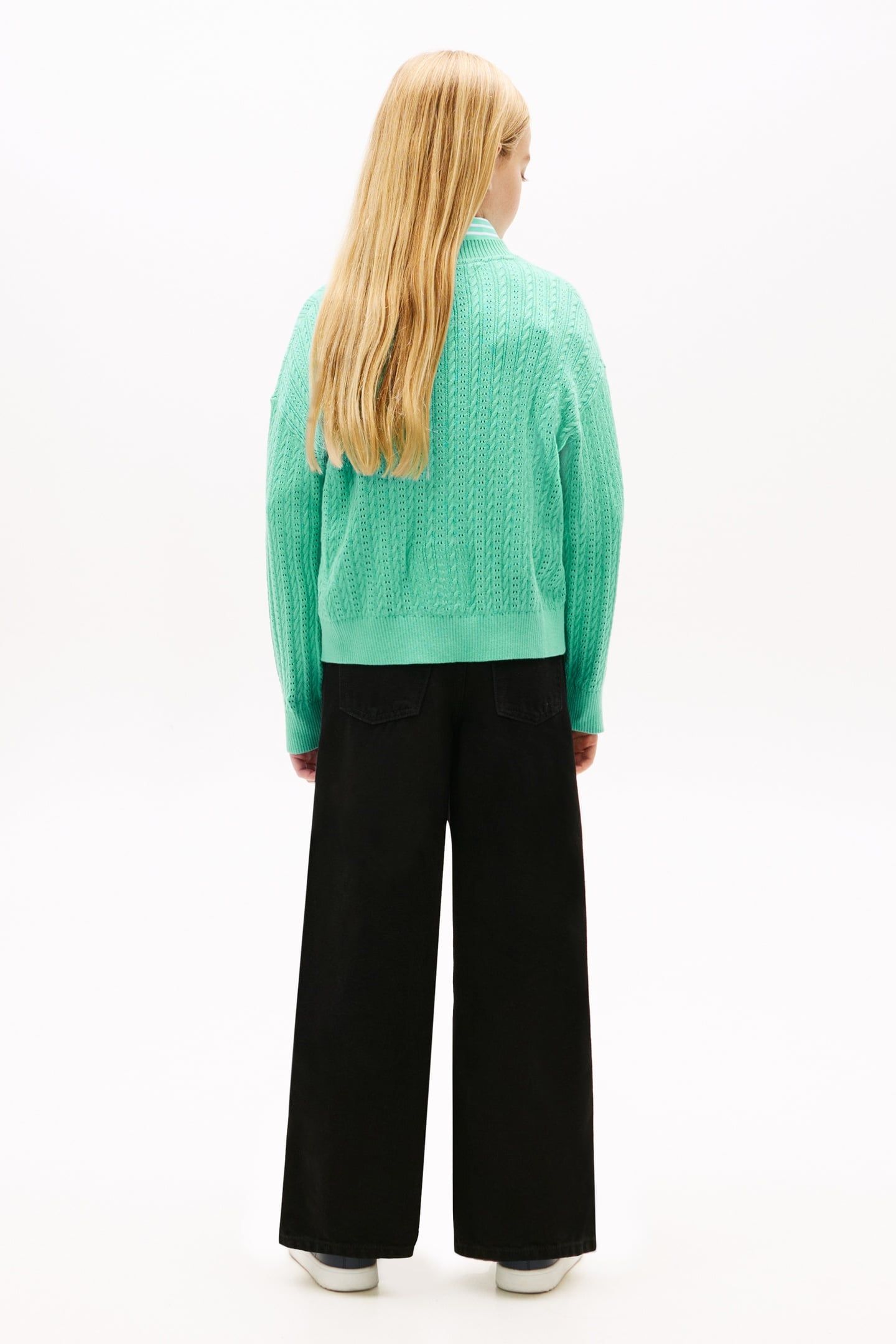 GIRLS POINTELLE CABLE SWEATER TROPICAL TIDE 2