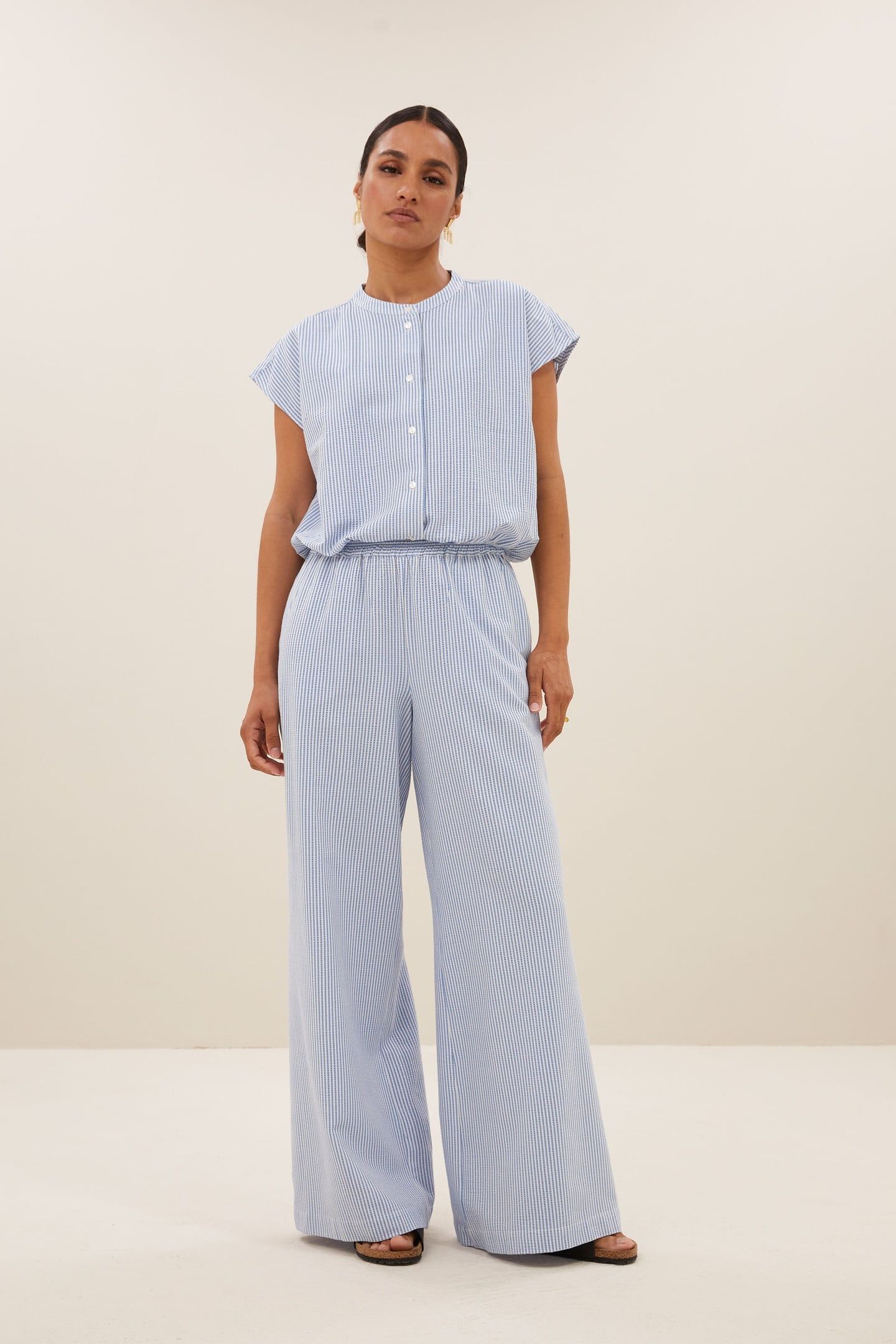 RANDY STRIPE PANTS BLUE SEER STRIPE 1