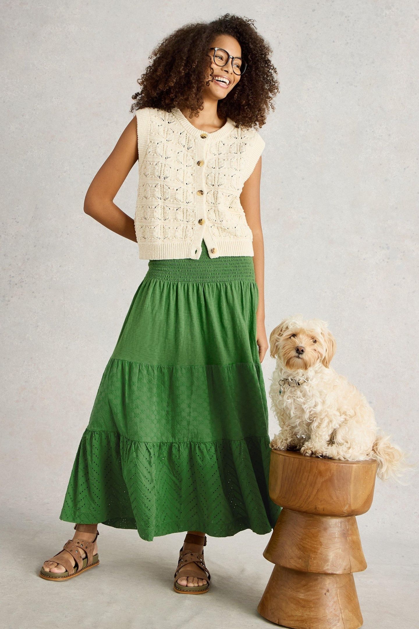 MARISSA BRODERIE MAXI SKIRT BRIGHT GREEN 7