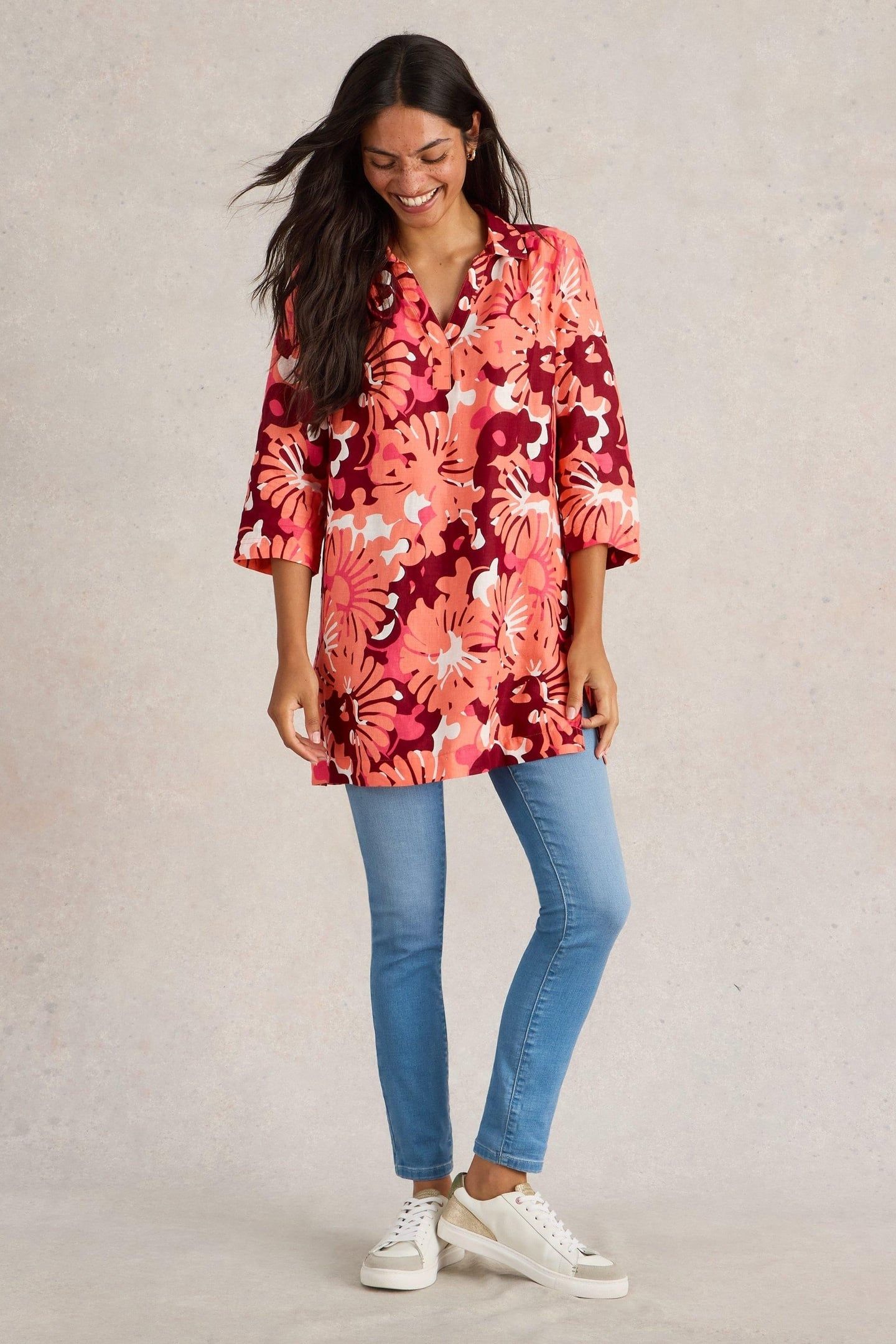 BLAKE LINEN TUNIC RED PRINT 1