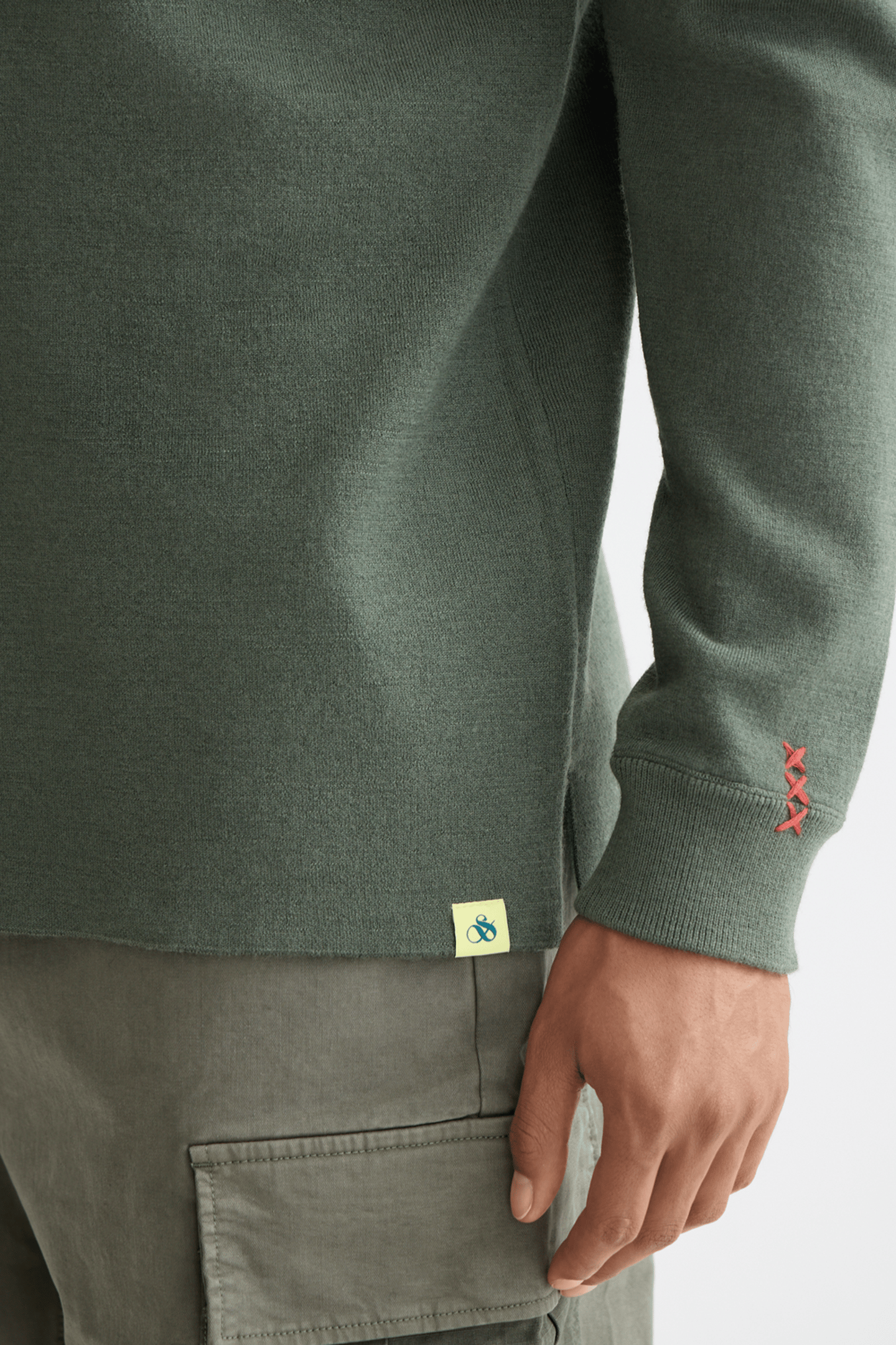 MERINO DOUBLE FACE DROPPED SHOULDER CREWNECK THYME 5