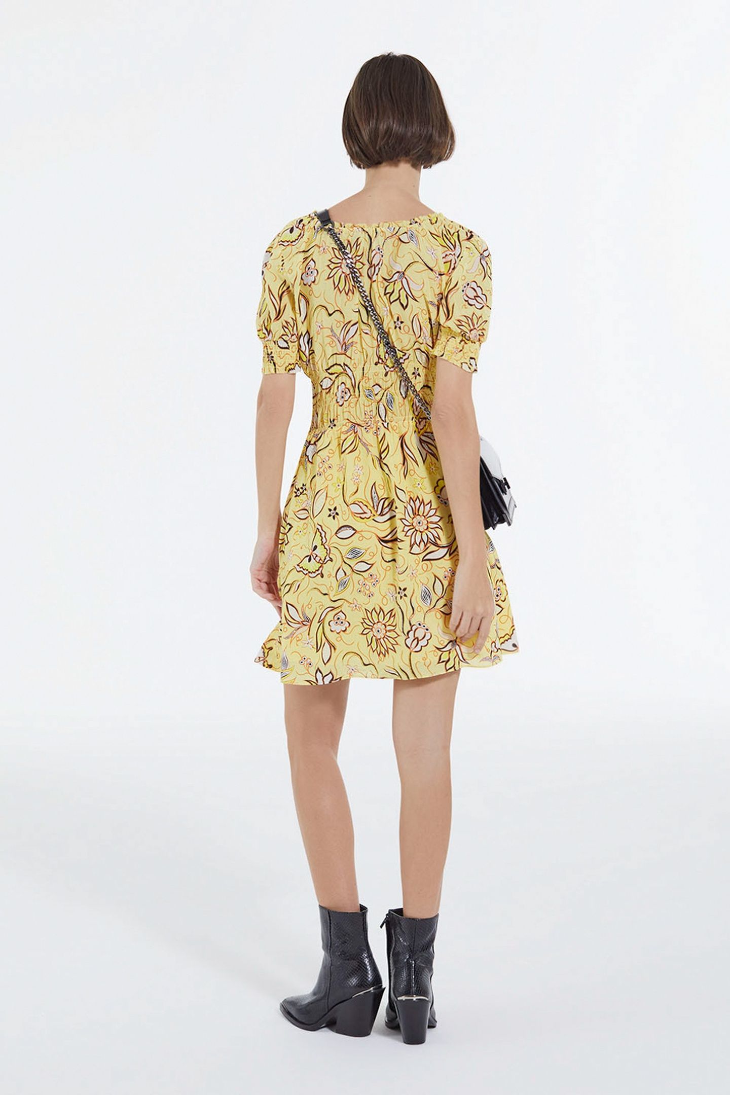 SHORT PUFFY SLEEVE DRESS YELLOW 4