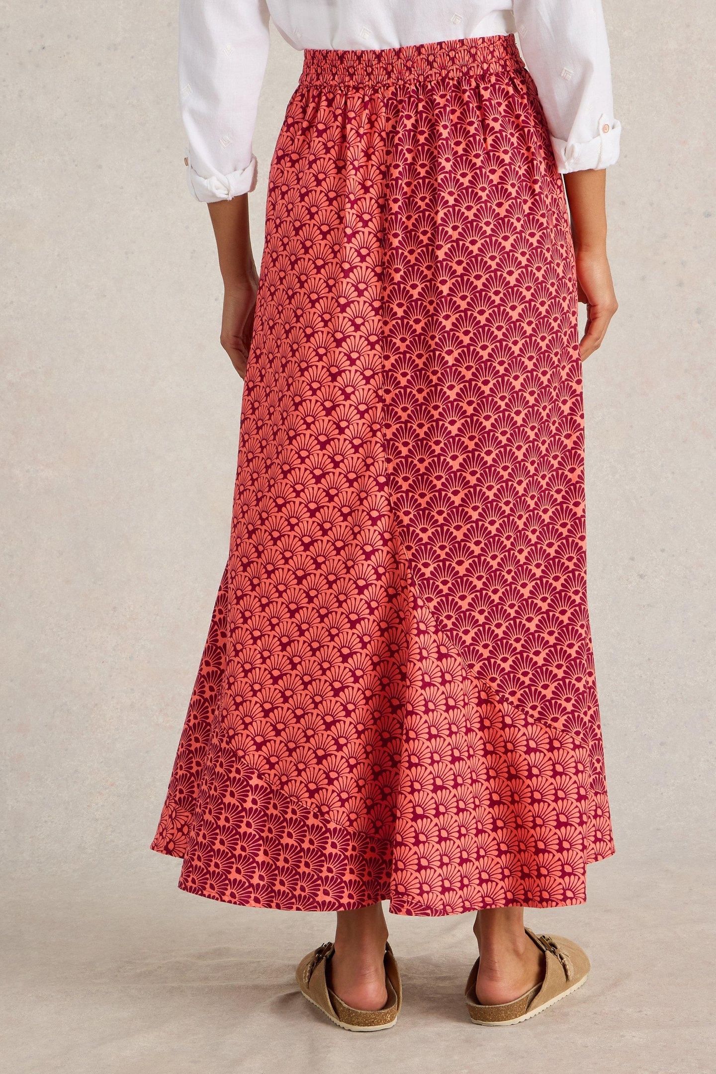 SARA LINEN BLEND MAXI SKIRT RED MULTI 4