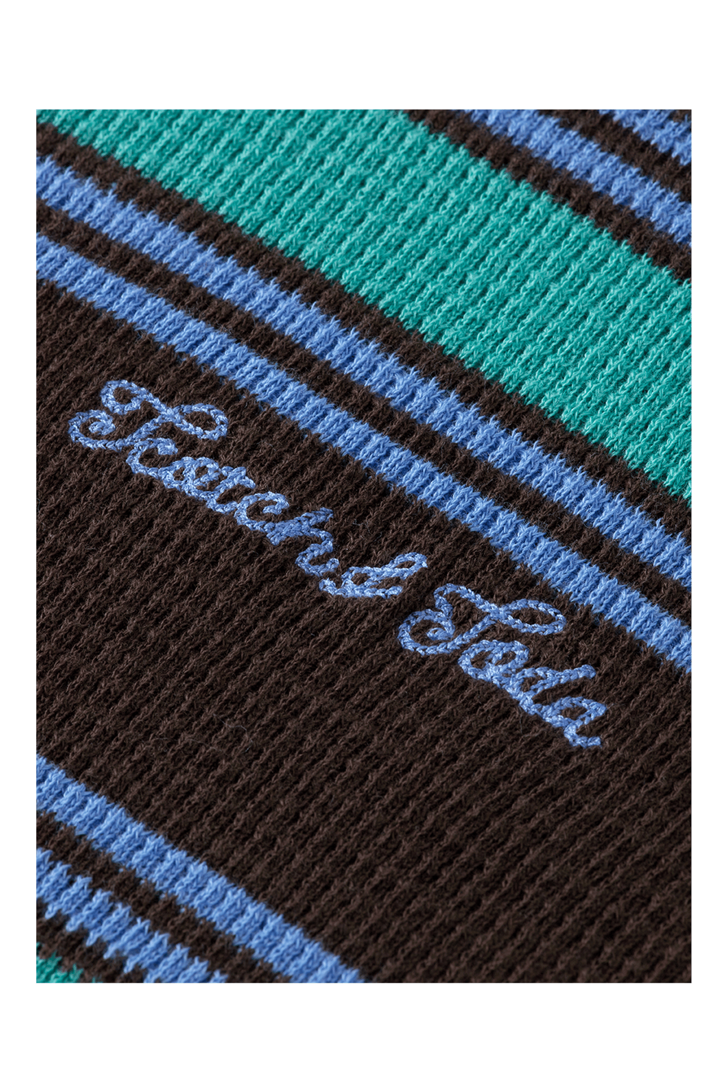 RELAXED FIT CHUNKY WAFFLE STRIPE T-SHIRT DARK BROWN MULTI ST 6