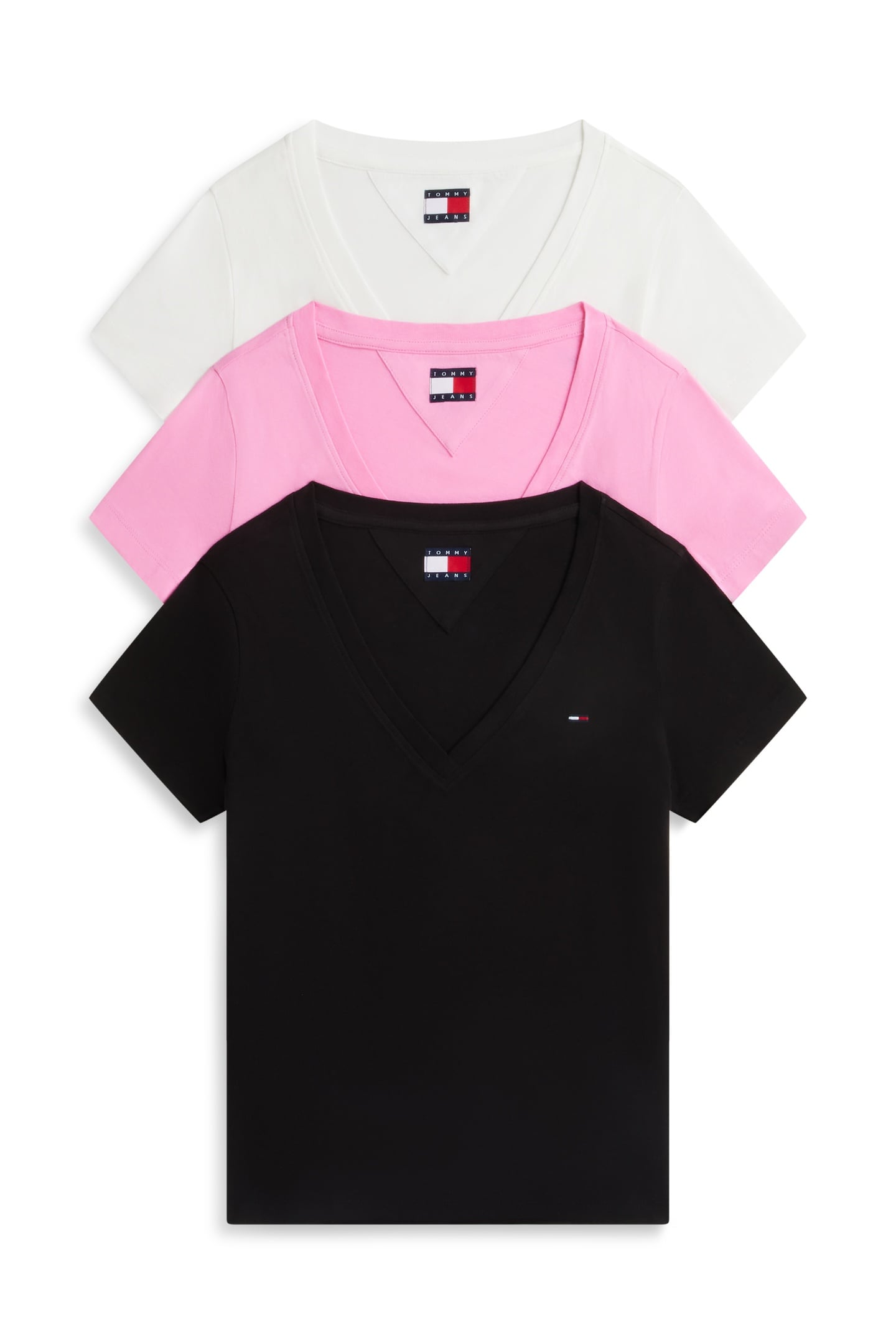 3-PACK V-NECK TEE BLACK/ECRU/PINK DAISY 1