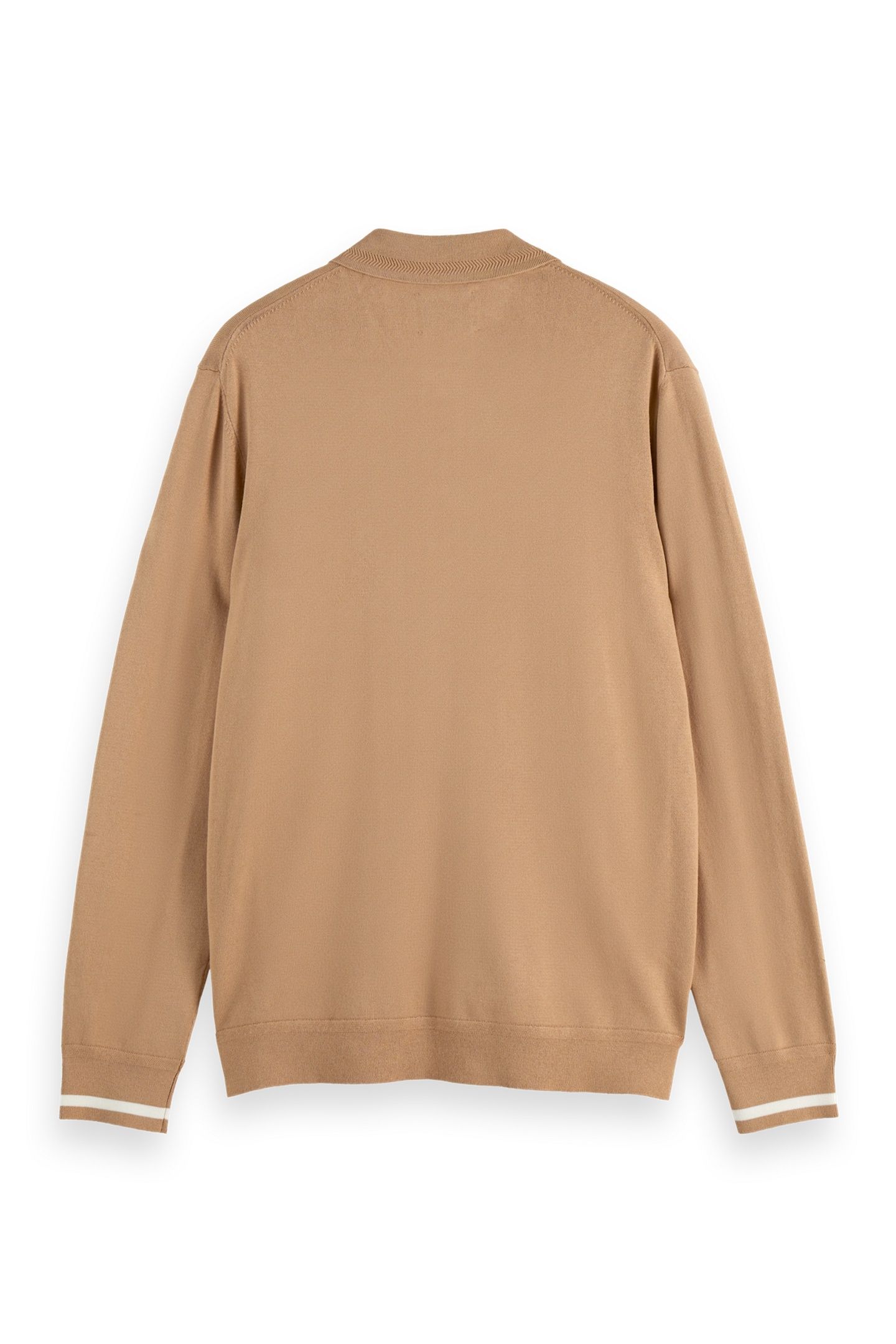 ECOVERO BLEND KNITTED LONG SLEEVE POLO TANNIN 4