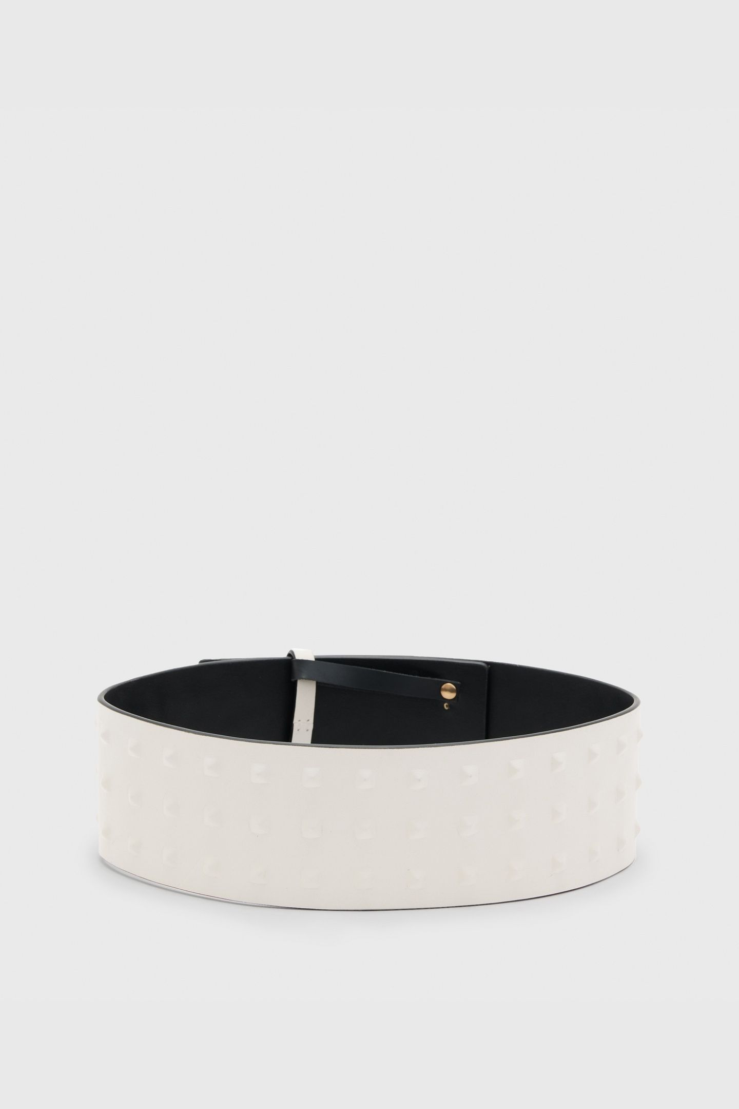 LARA STUD WAIST BELT WHITE/WARM BRASS 2
