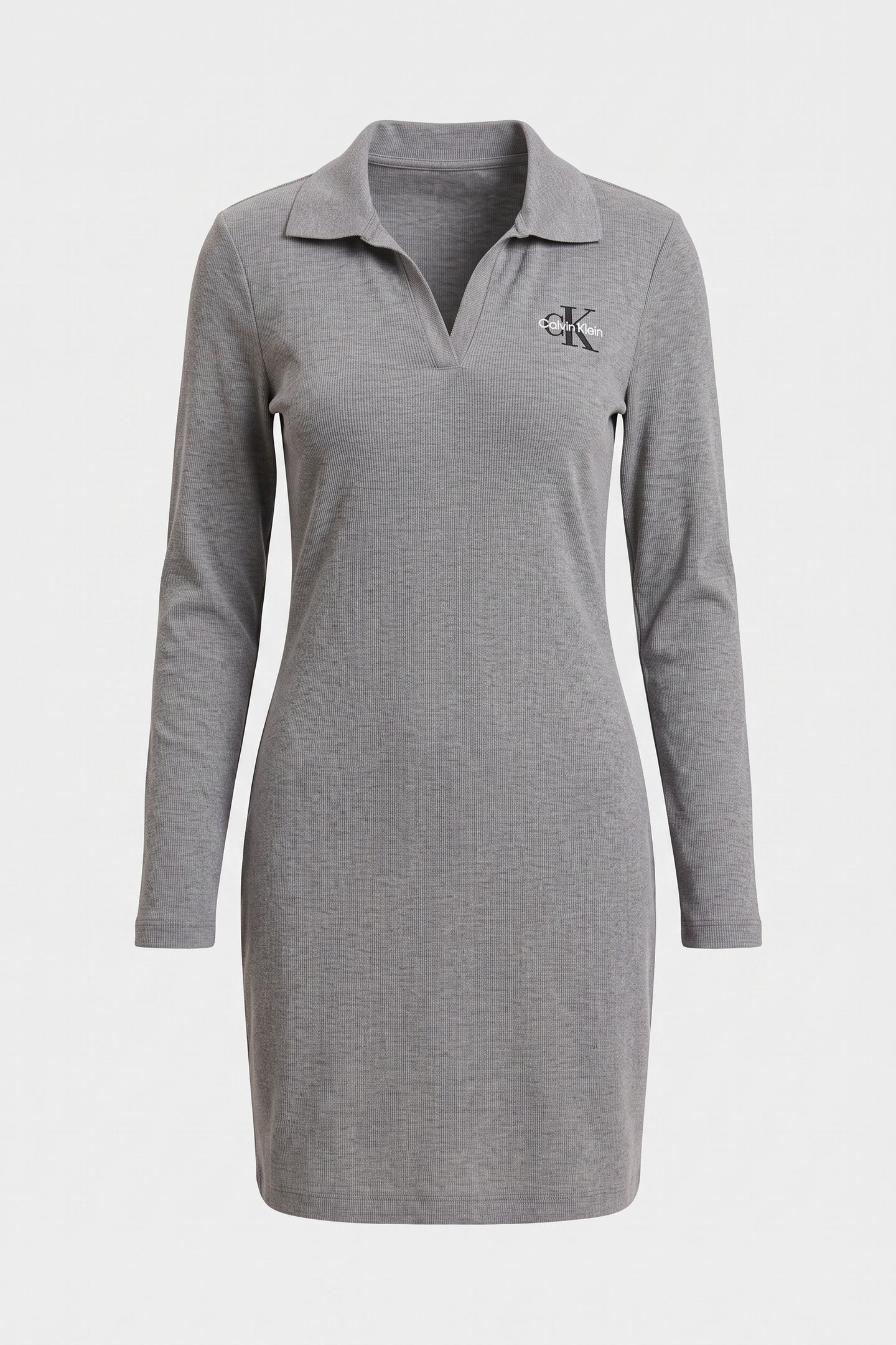 LS MONOLOGO RIB POLO DRESS MEDIUM GREY HEATHER 3