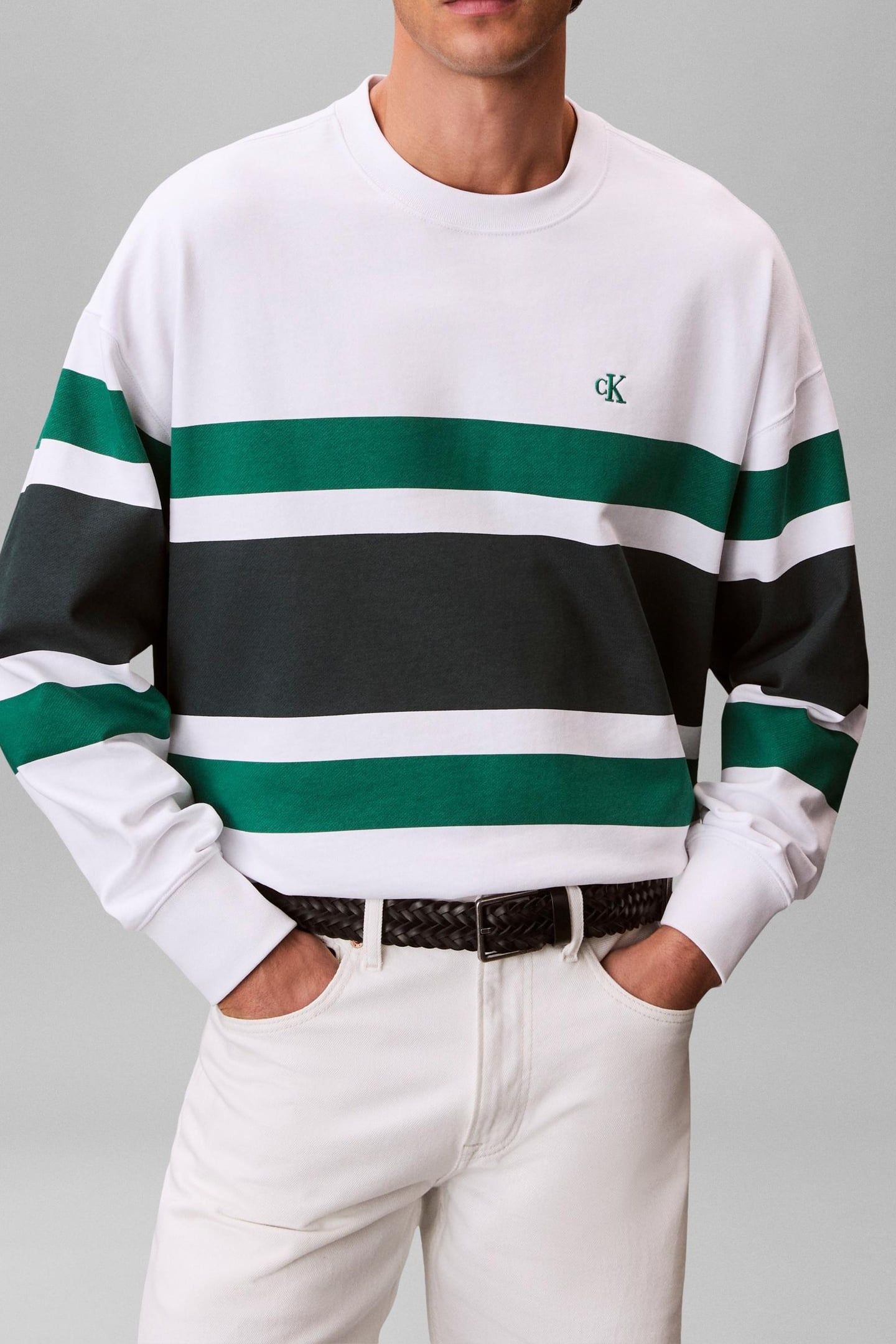 LONG SLEEVE PREMIUM TERRY BLOCK BRIGHT WHITE 1