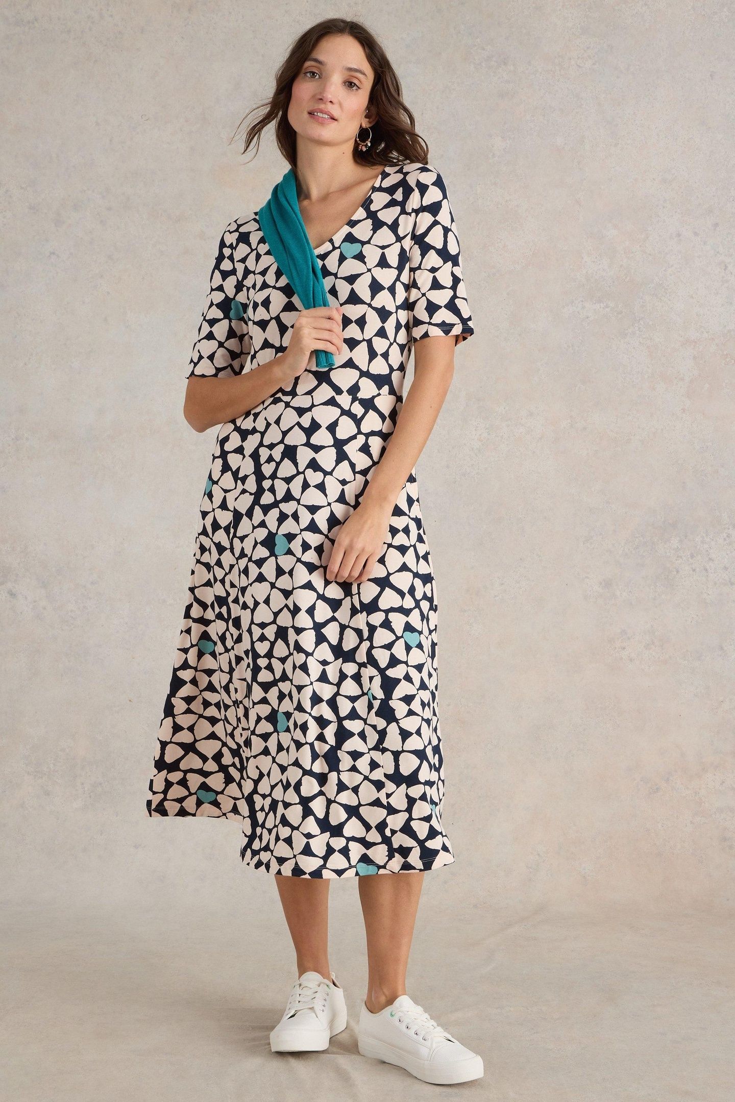 MADELINE JERSEY DRESS NAVY PRINT 1