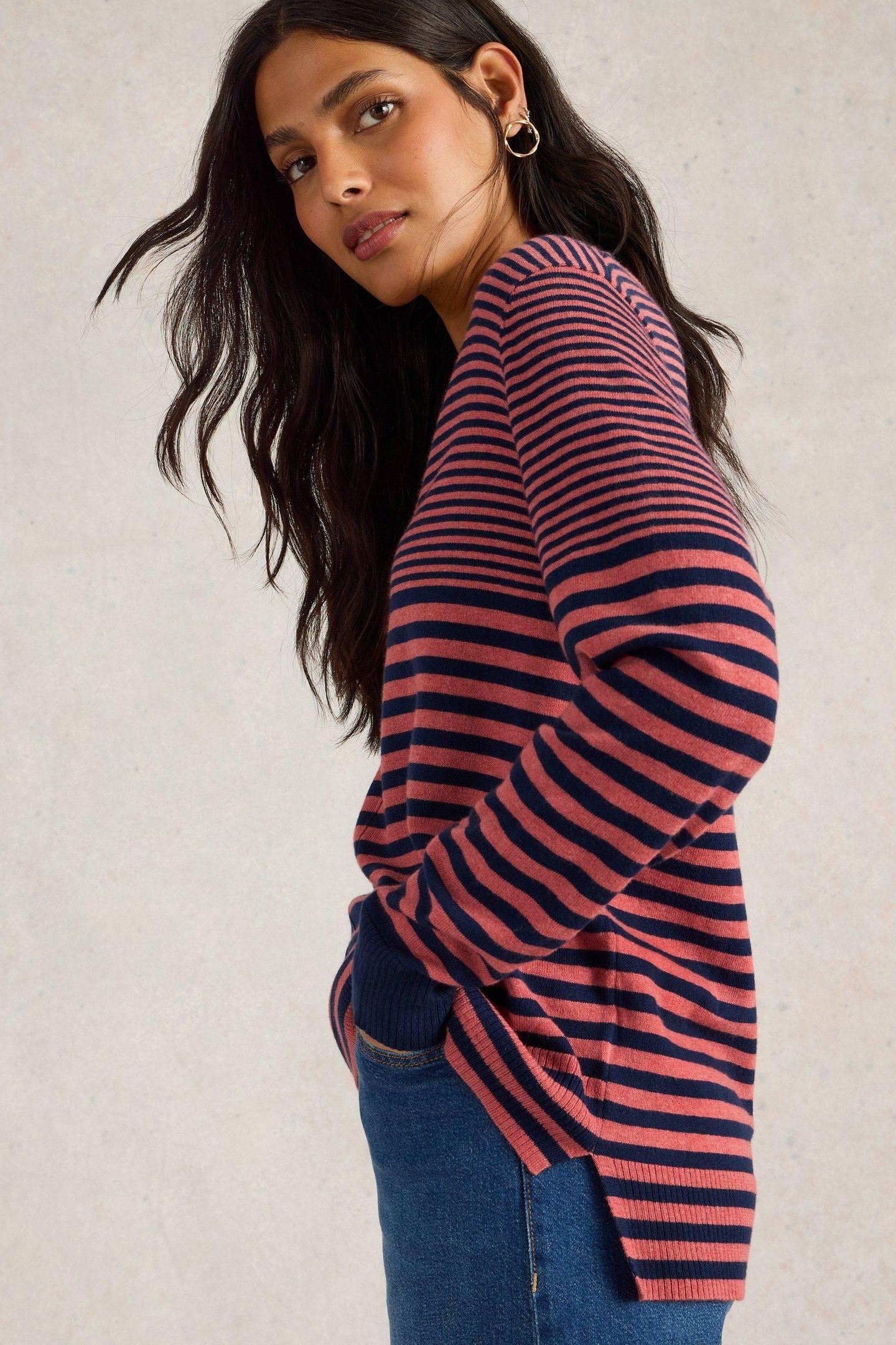 MAGGIE V NECK JUMPER PINK MULTI 3