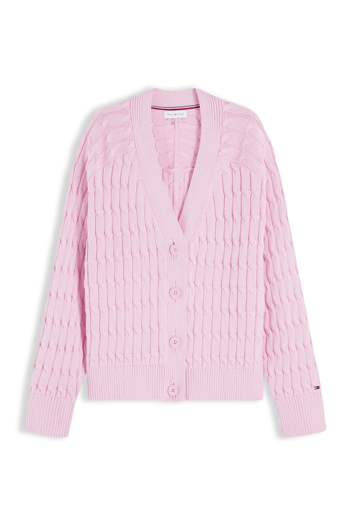MID CABLE V-NECK LS CLASSIC PINK 4