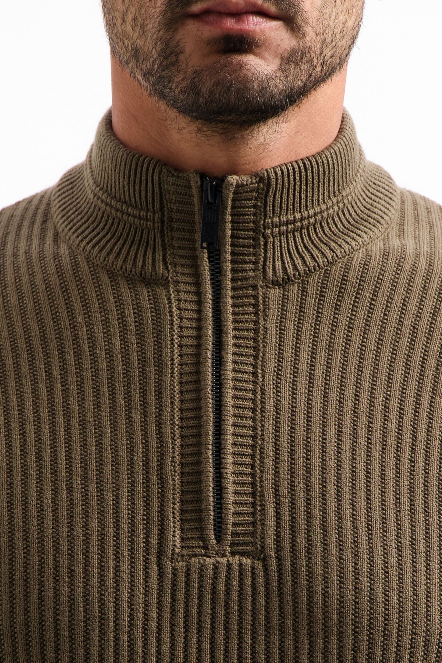 PULLOVER HALF ZIP RIB VARIATION TAUPE 7