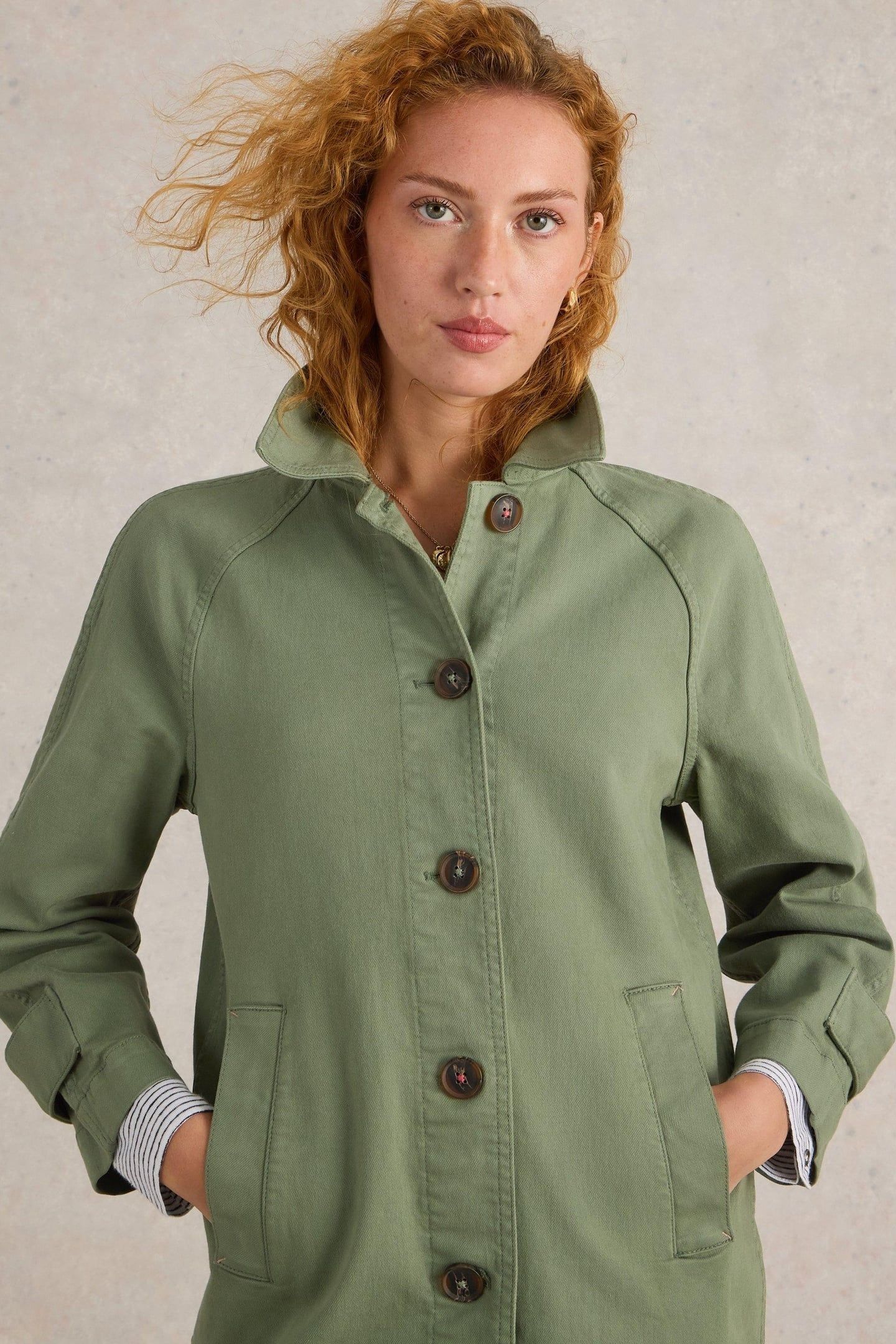 OAKLEIGH DENIM COAT MID GREEN 2