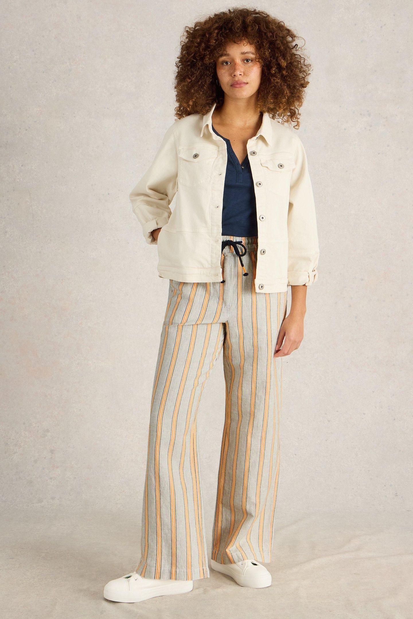 BELLE LINEN BLEND TROUSER WHITE MULTI 2