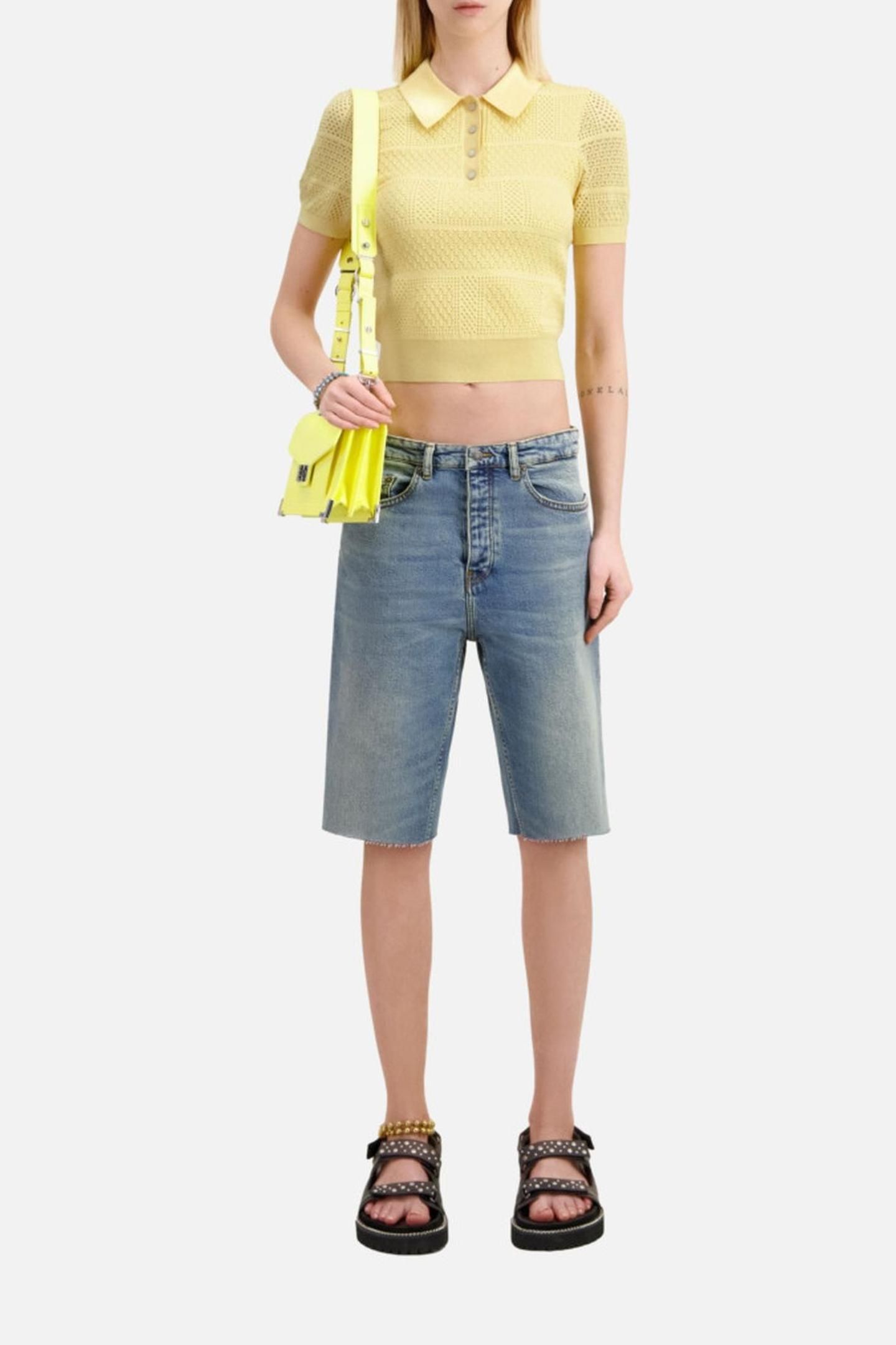 SHORT-SLEEVED POLO SHIRT W PATCHWORK OF DOTS MELLOW YELLOW 2