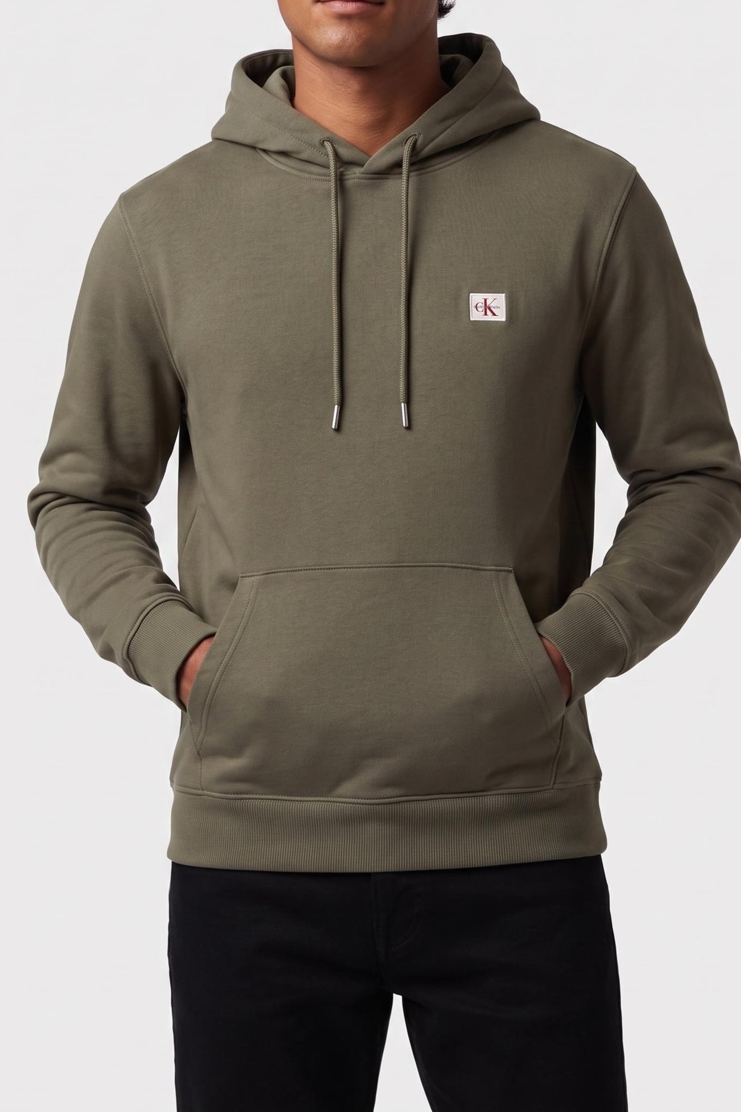 CLASSIC LONG SLEEVE 350GSM TERRY WOVEN LABEL DUSTY OLIVE 1