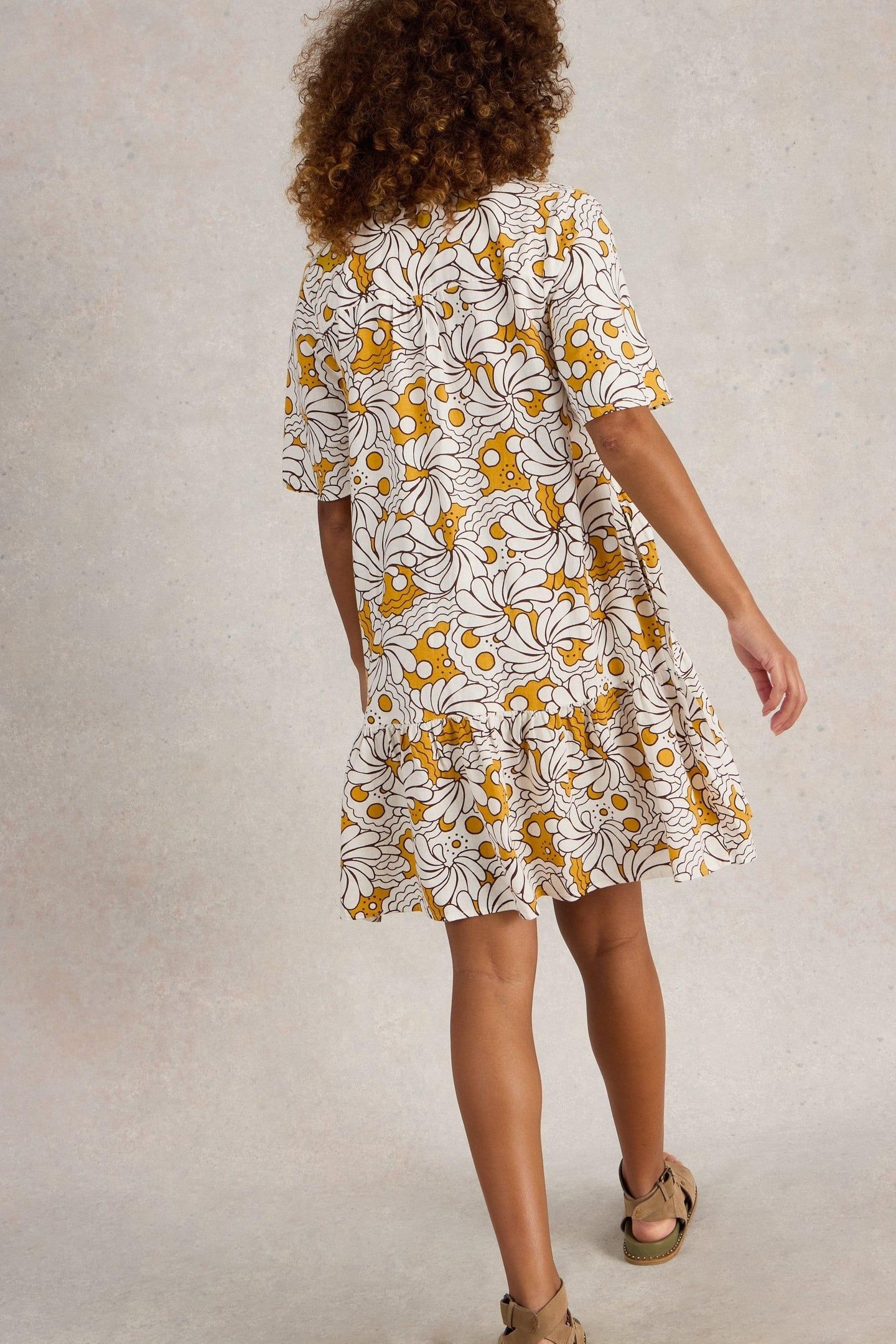 OTTO LINEN BLEND DRESS YELLOW PRINT 4
